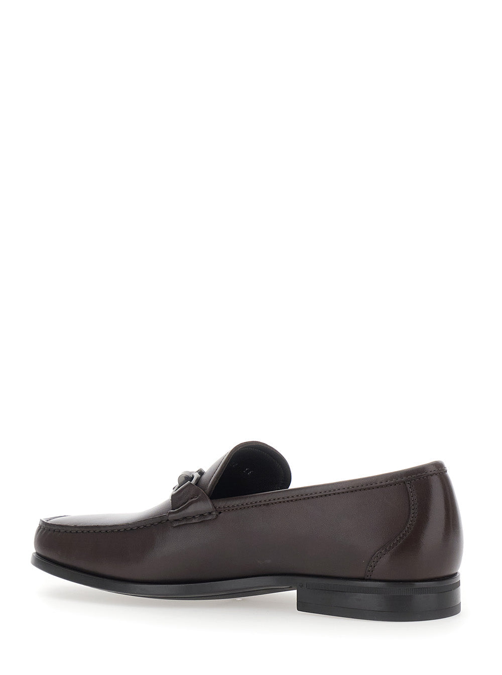 Ferragamo Men Brown Loafers With Gancini Detail On The Front In Leather For Men