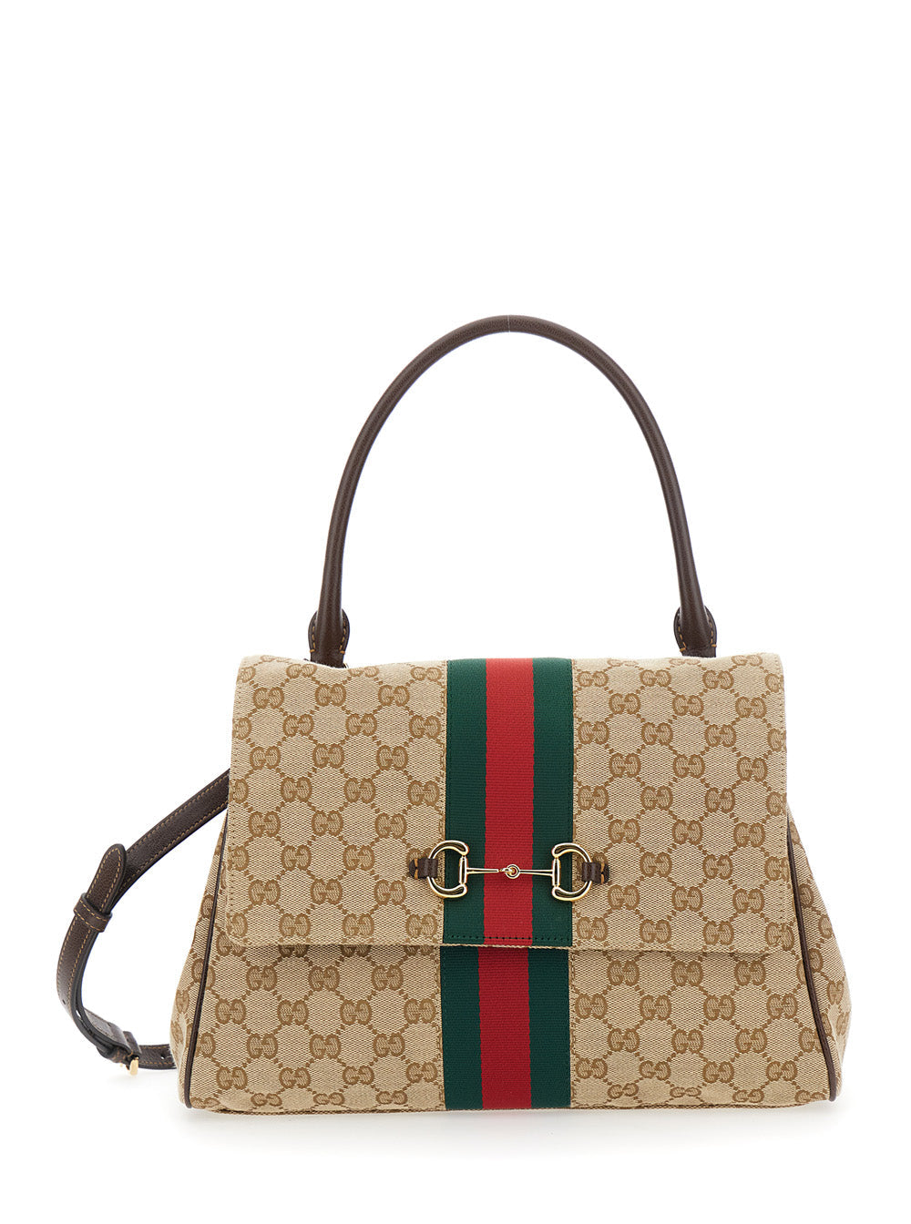 Gucci Women Horsebit Web Medium Top Handle Web Orig.Gg Raw/J
