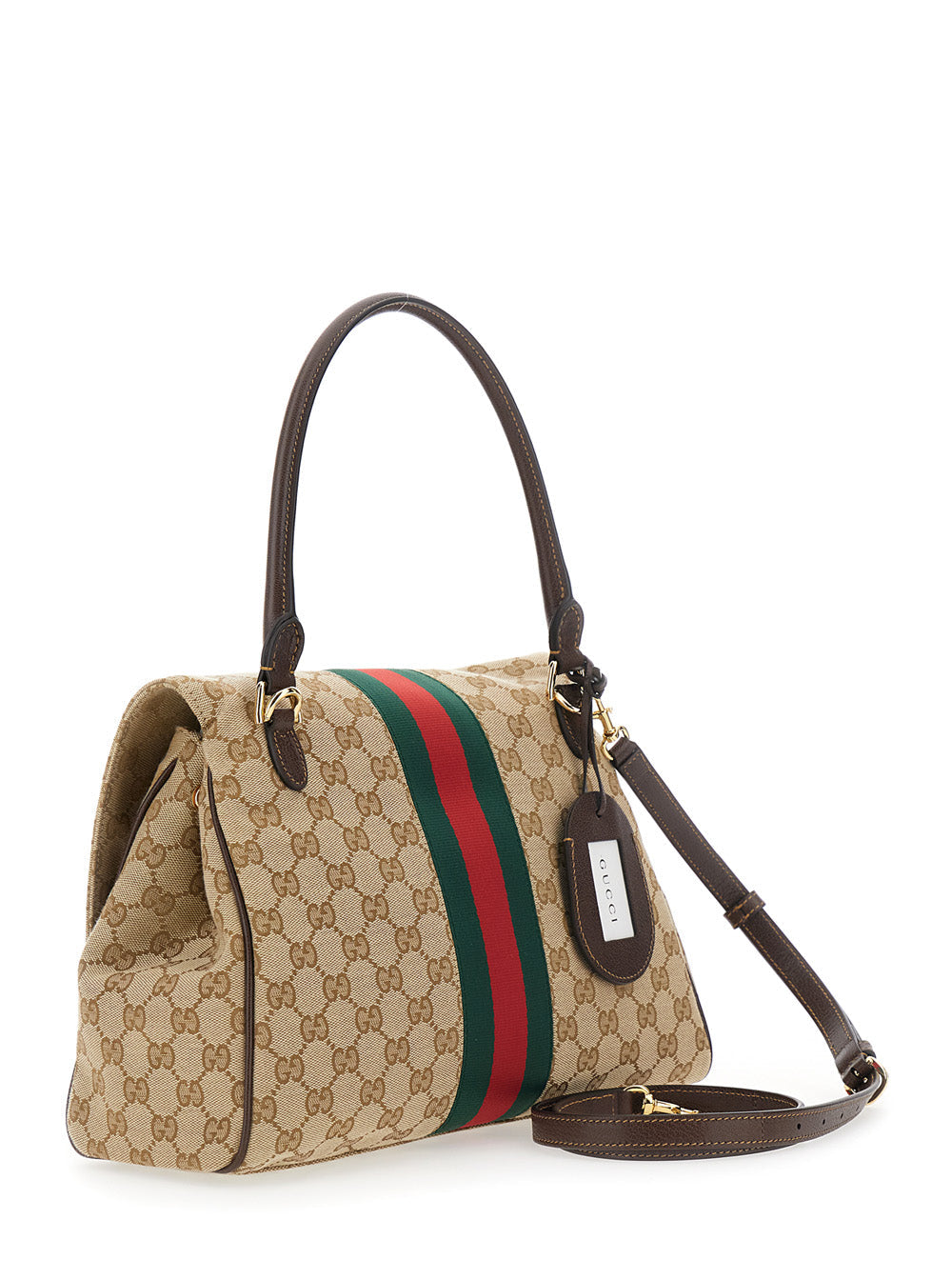 Gucci Women Horsebit Web Medium Top Handle Web Orig.Gg Raw/J