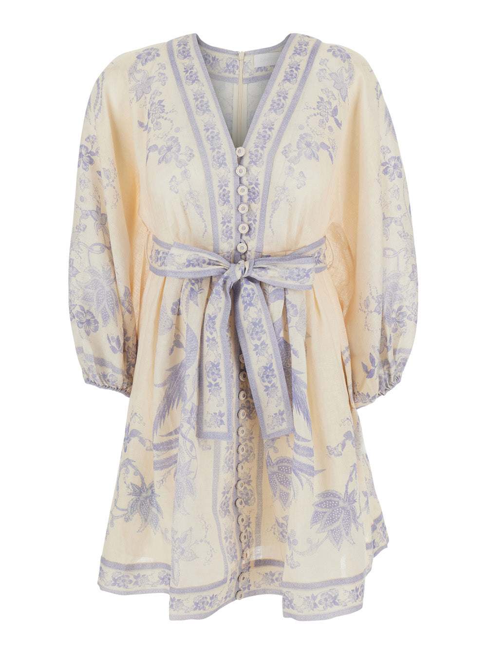 Zimmermann Women 'Indra' Multicolor Dress With V-Neck And All-Over Print In Linen For Women