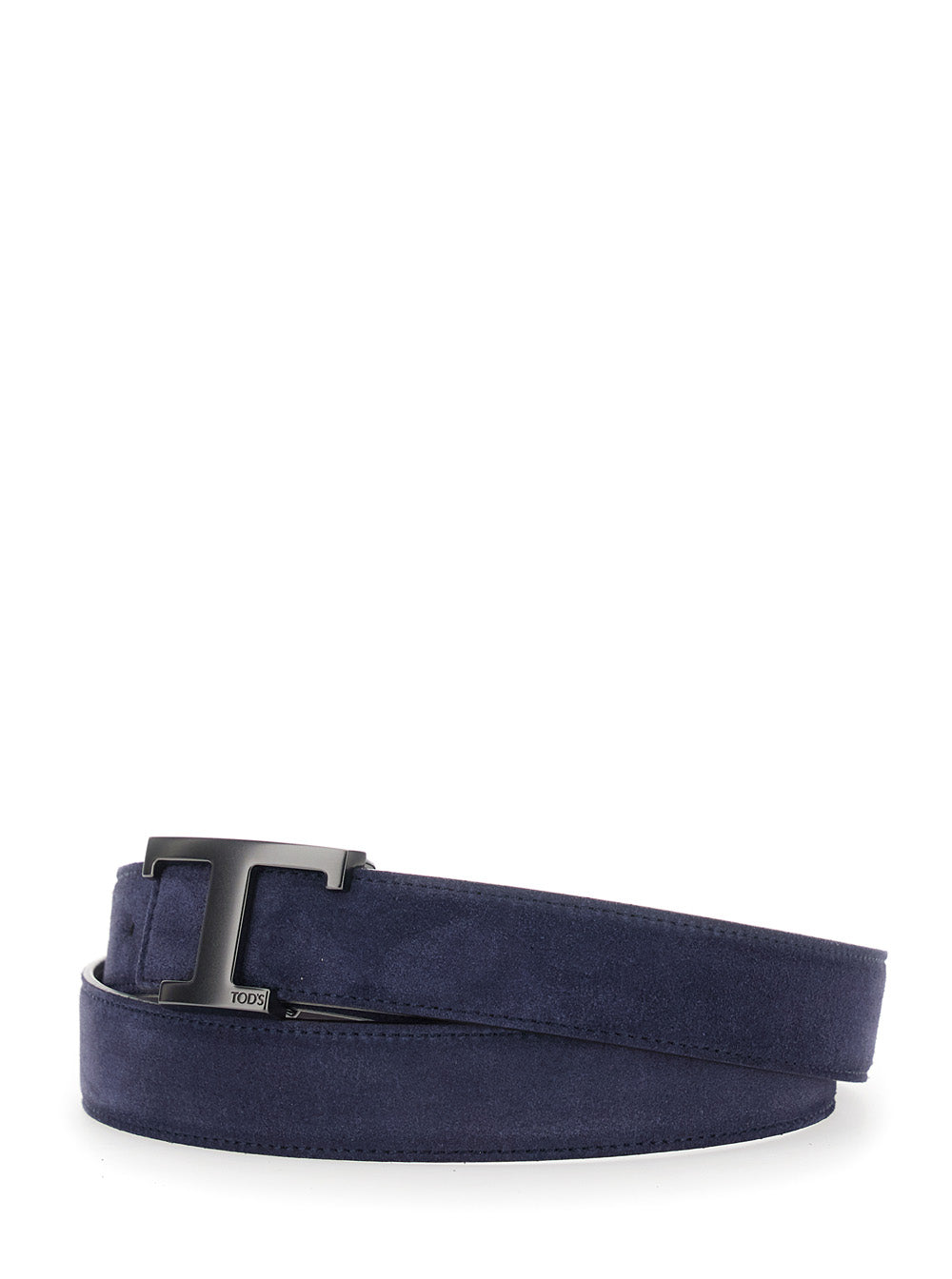 Tod's Men Reversible T Timeless Belt In Blue Suede Unisex