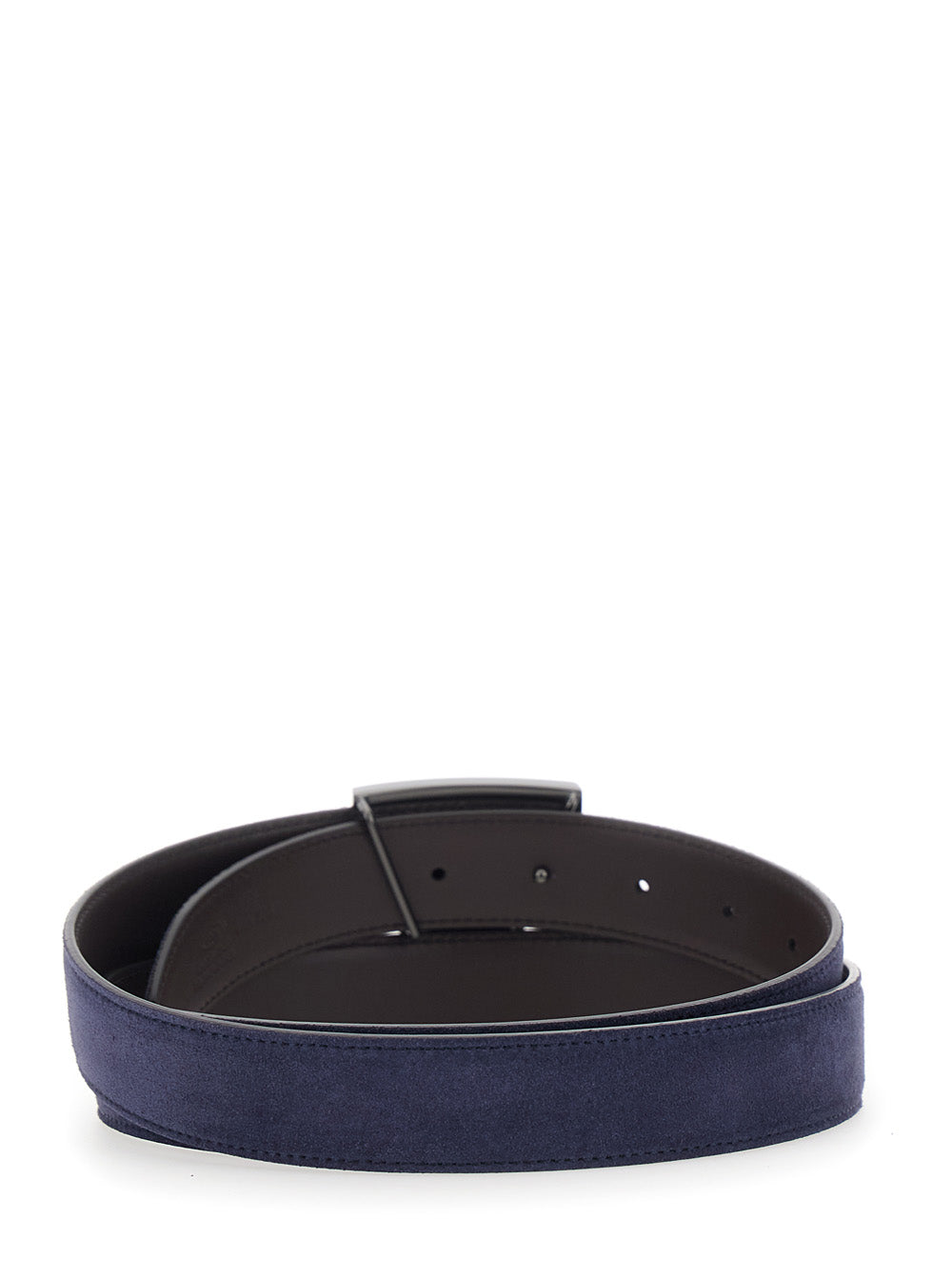 Tod's Men Reversible T Timeless Belt In Blue Suede Unisex