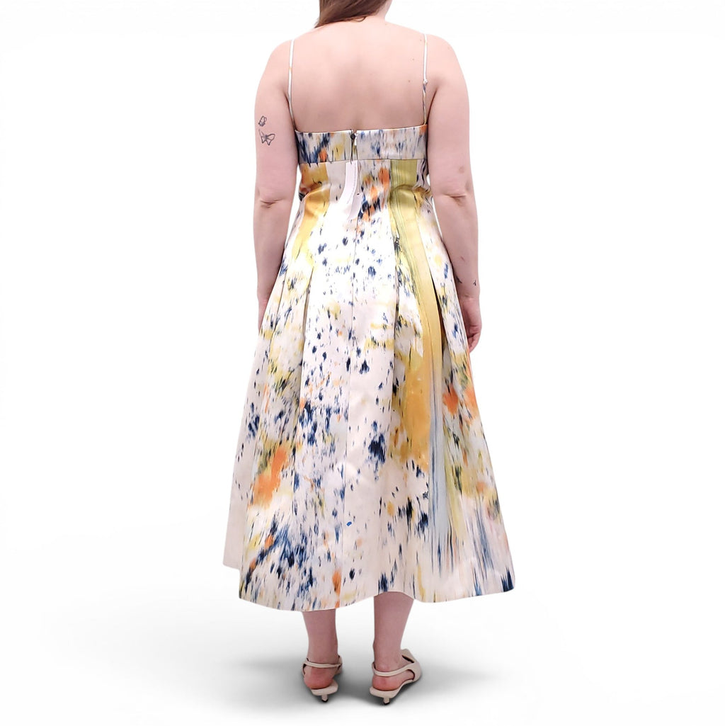 OSCAR DE LA RENTA ABSTRACT BRUSHSTROKE SILK LINED TANK DRESS - SIZE 10
