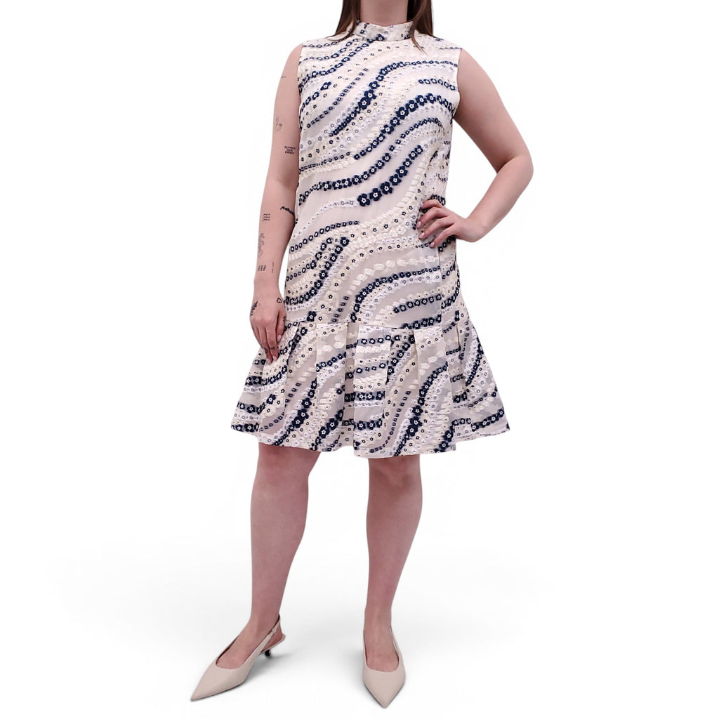ERDEM BLUE AND NAVY FLORAL ORANZA DRESS - SIZE 10