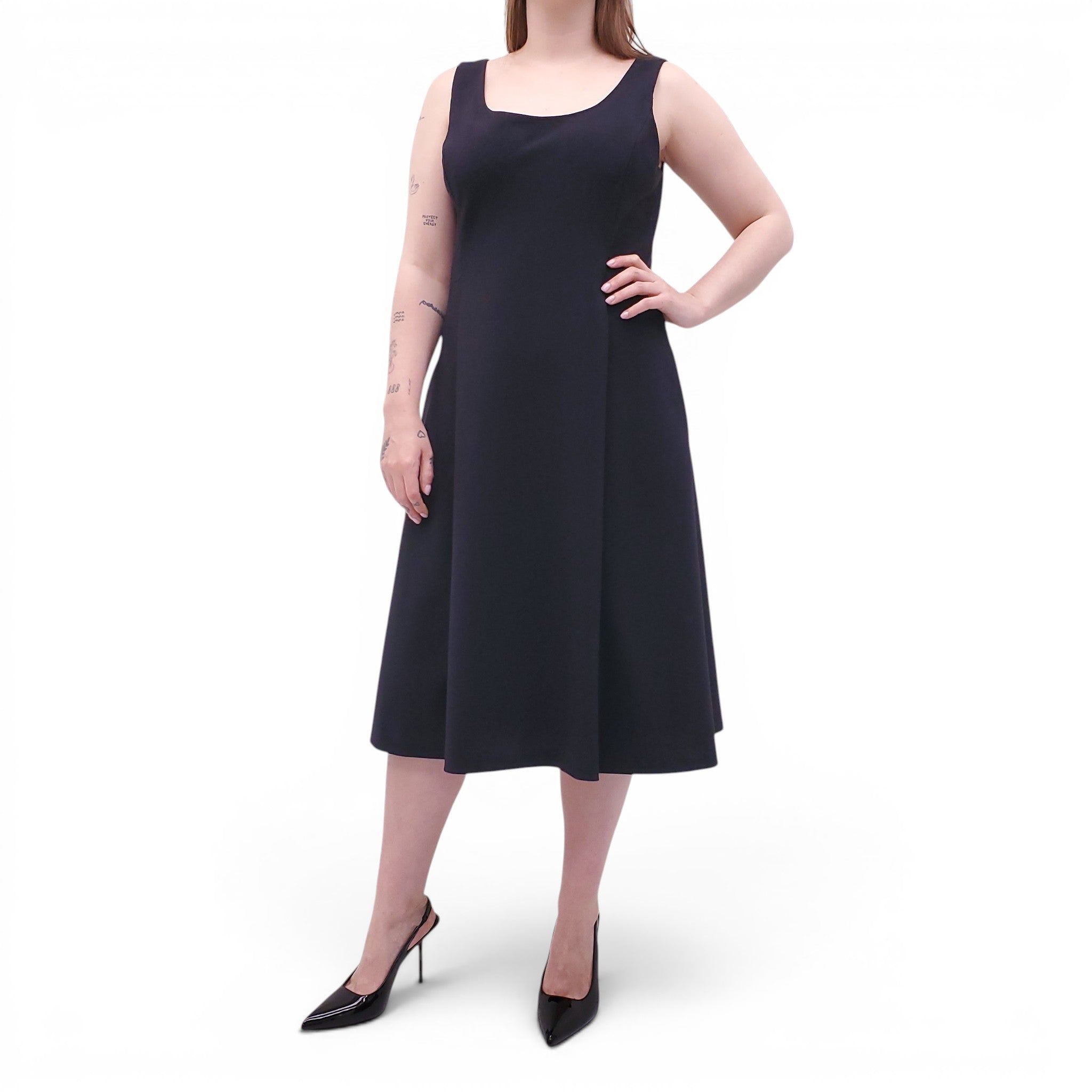 ADAM LIPPES BLACK FITTED A-LINE DRESS - SIZE 12
