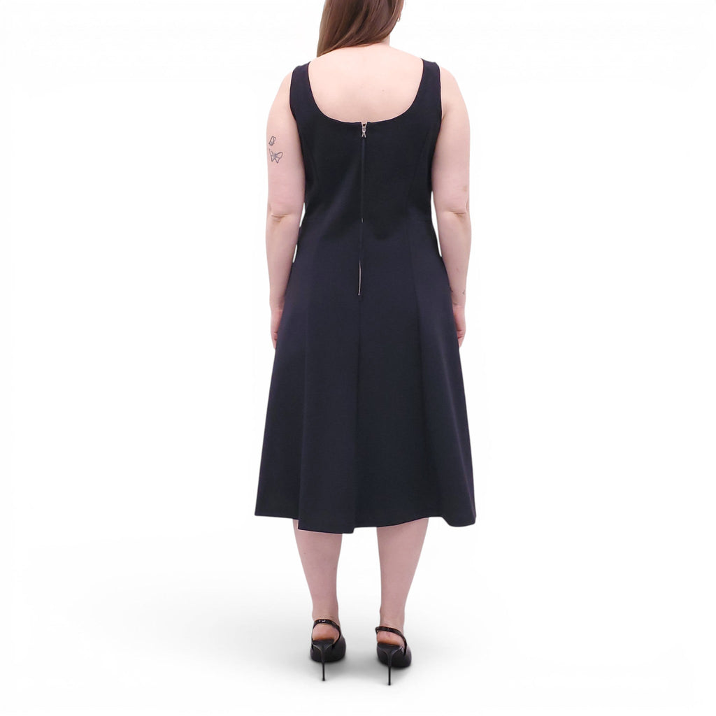 ADAM LIPPES BLACK FITTED A-LINE DRESS - SIZE 12