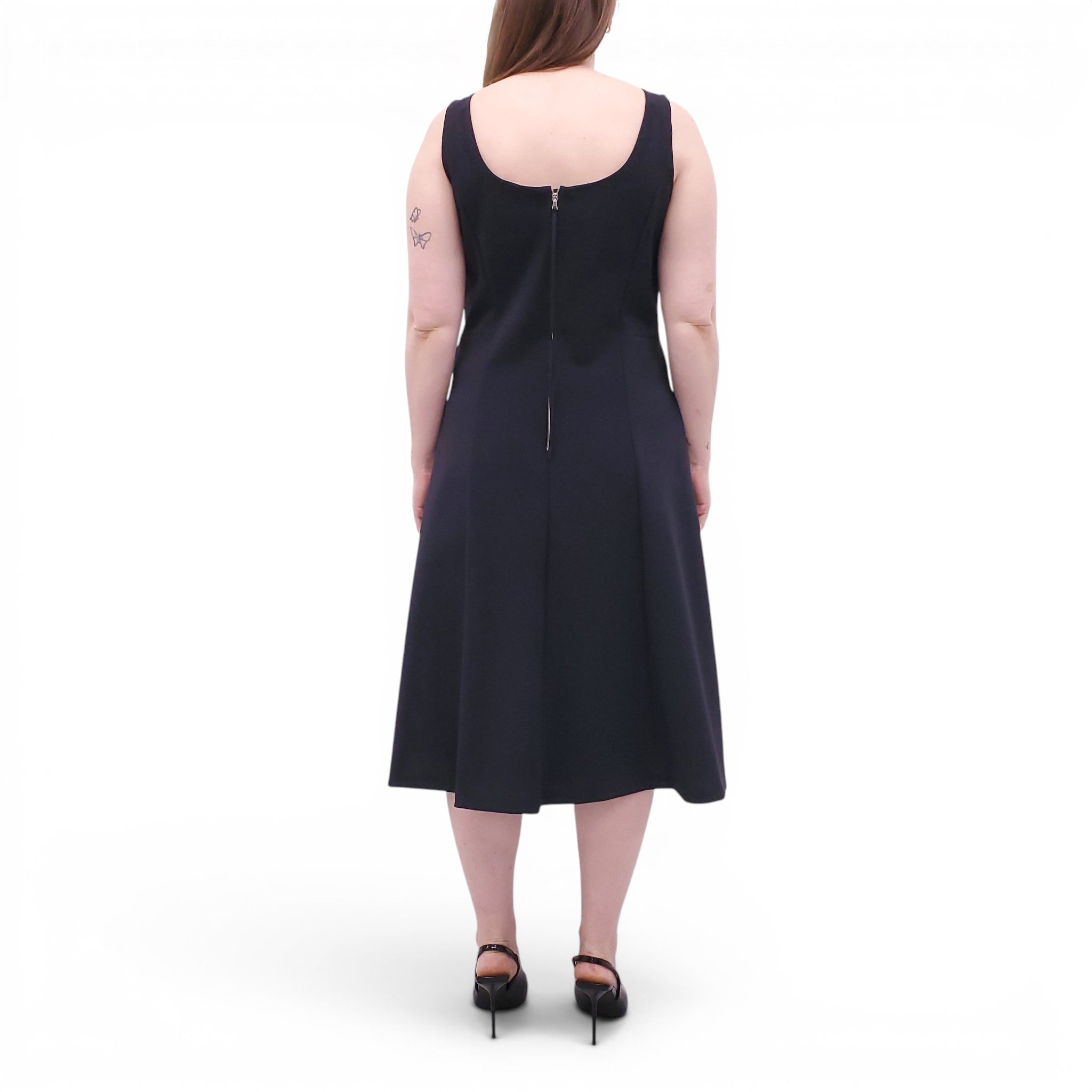 ADAM LIPPES BLACK FITTED A-LINE DRESS - SIZE 12