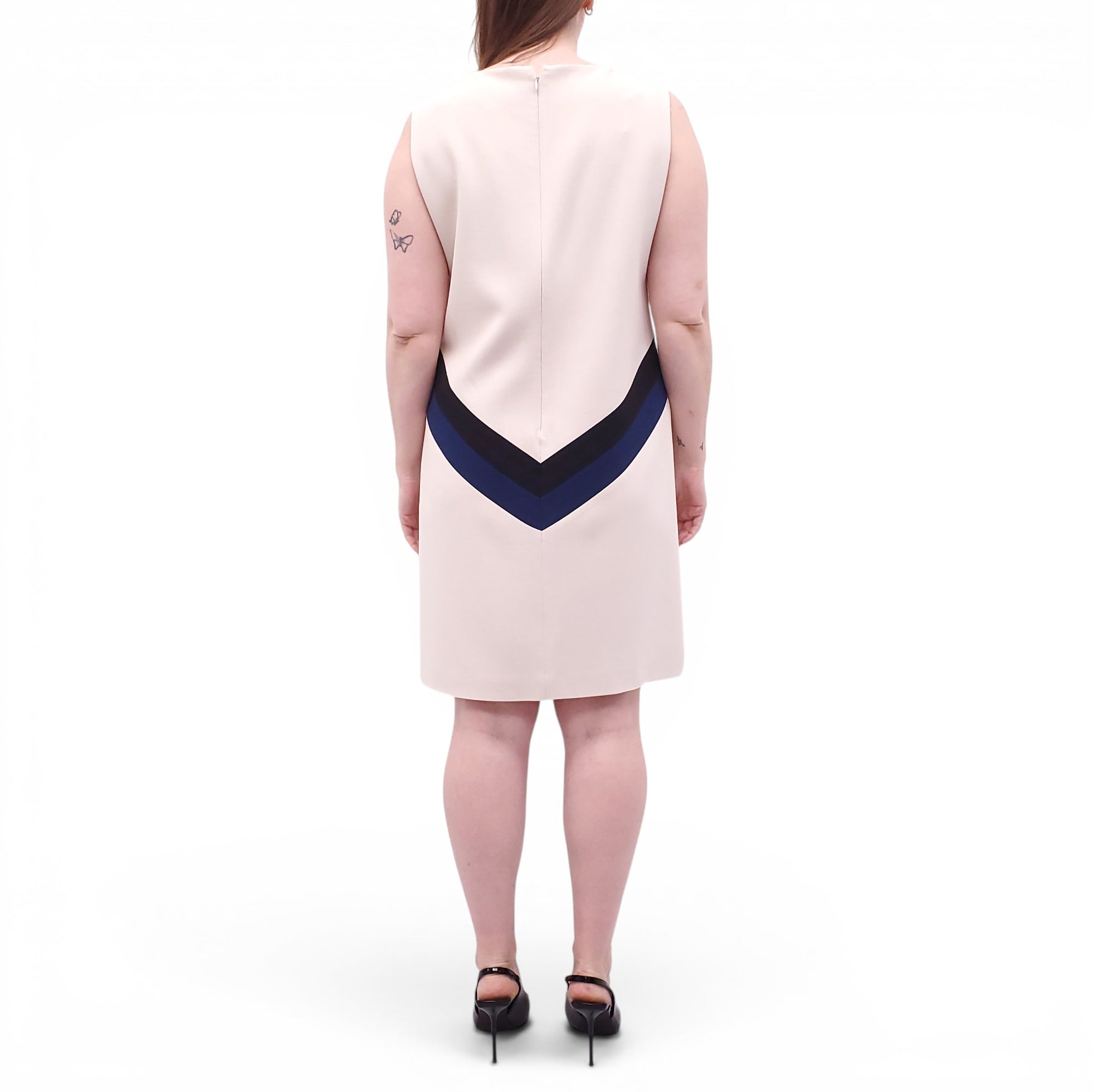 EMILIO PUCCI CREAM, BLUE AND BLACK DRESS - SIZE 14