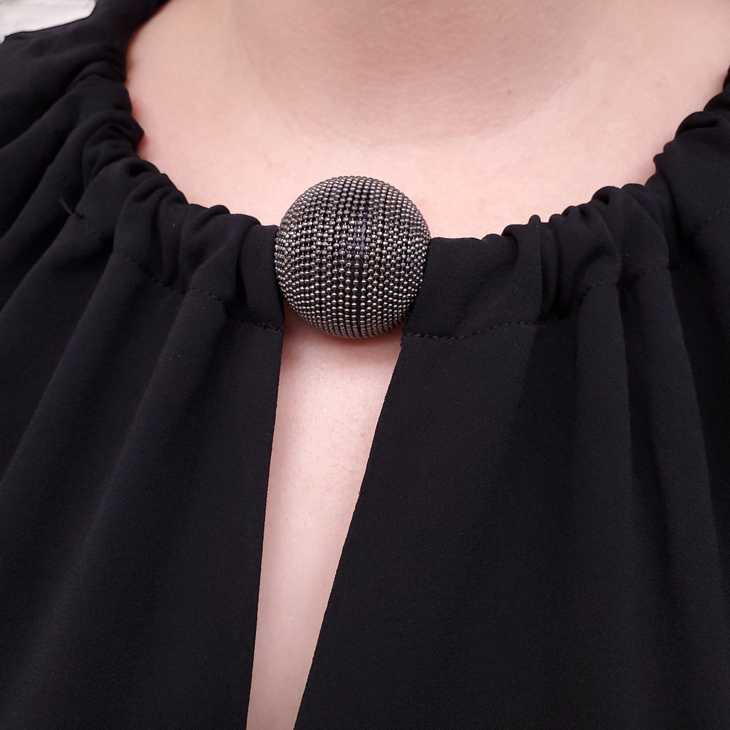 FABIANA FILIPPI BLOUSE WITH SILVER SPHERE DETAIL - SIZE 12