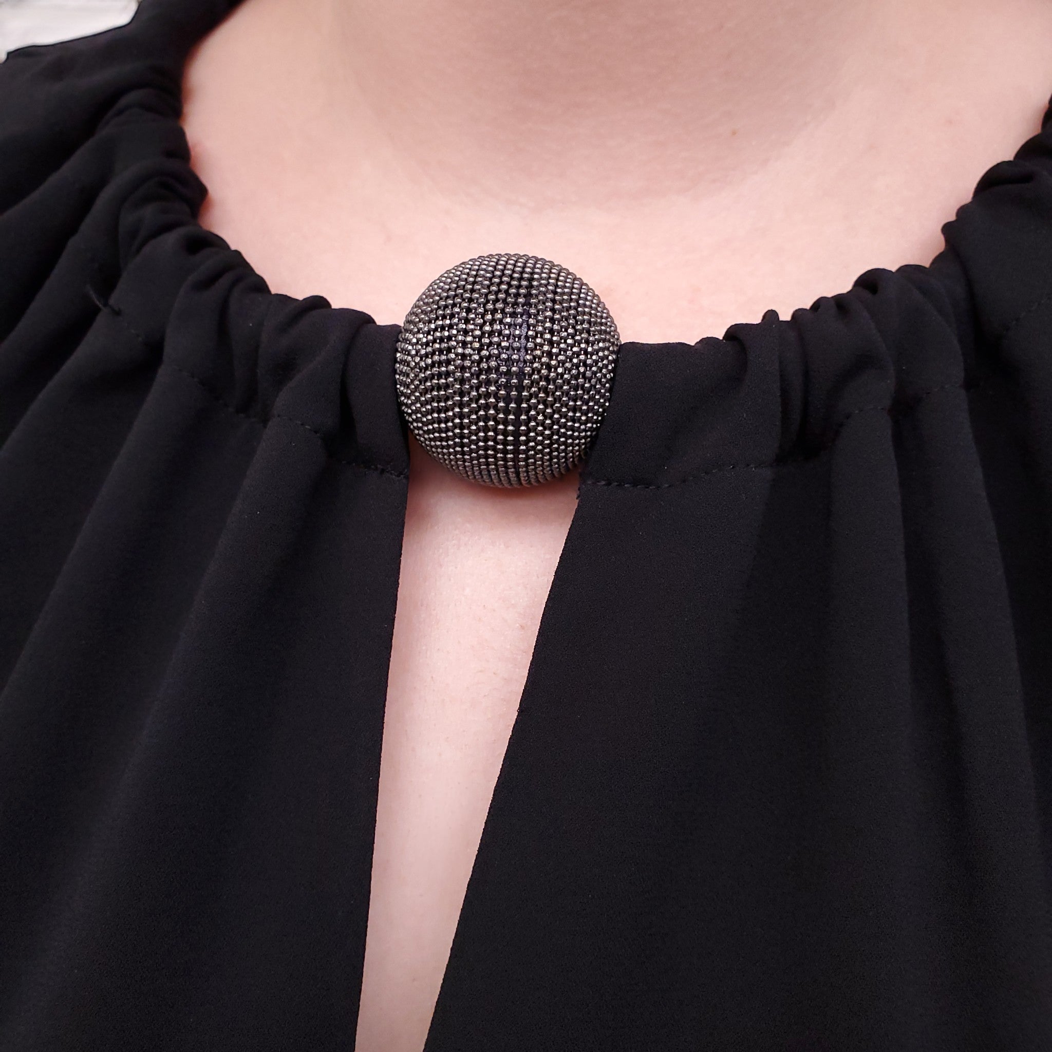 FABIANA FILIPPI BLOUSE WITH SILVER SPHERE DETAIL - SIZE 12