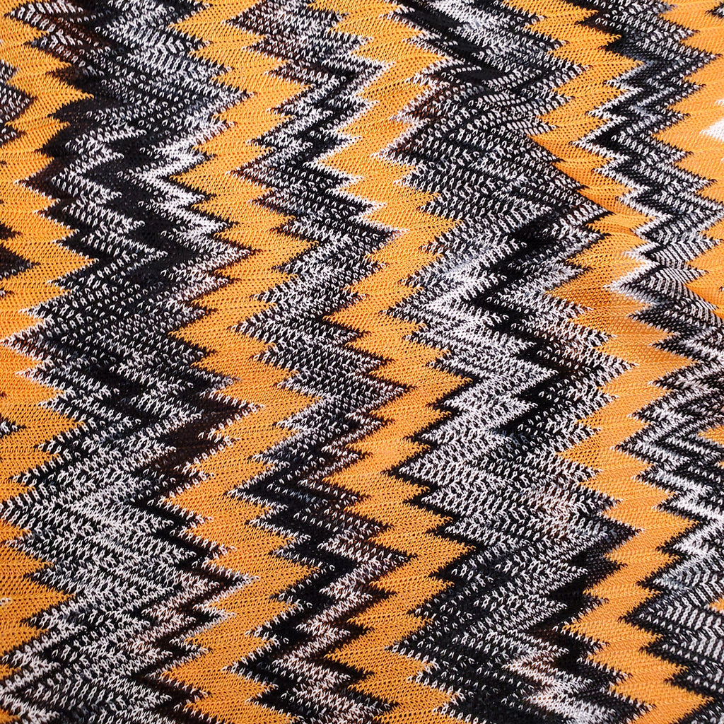 MISSONI BLACK AND ORANGE CHEVRON KNIT SCARF