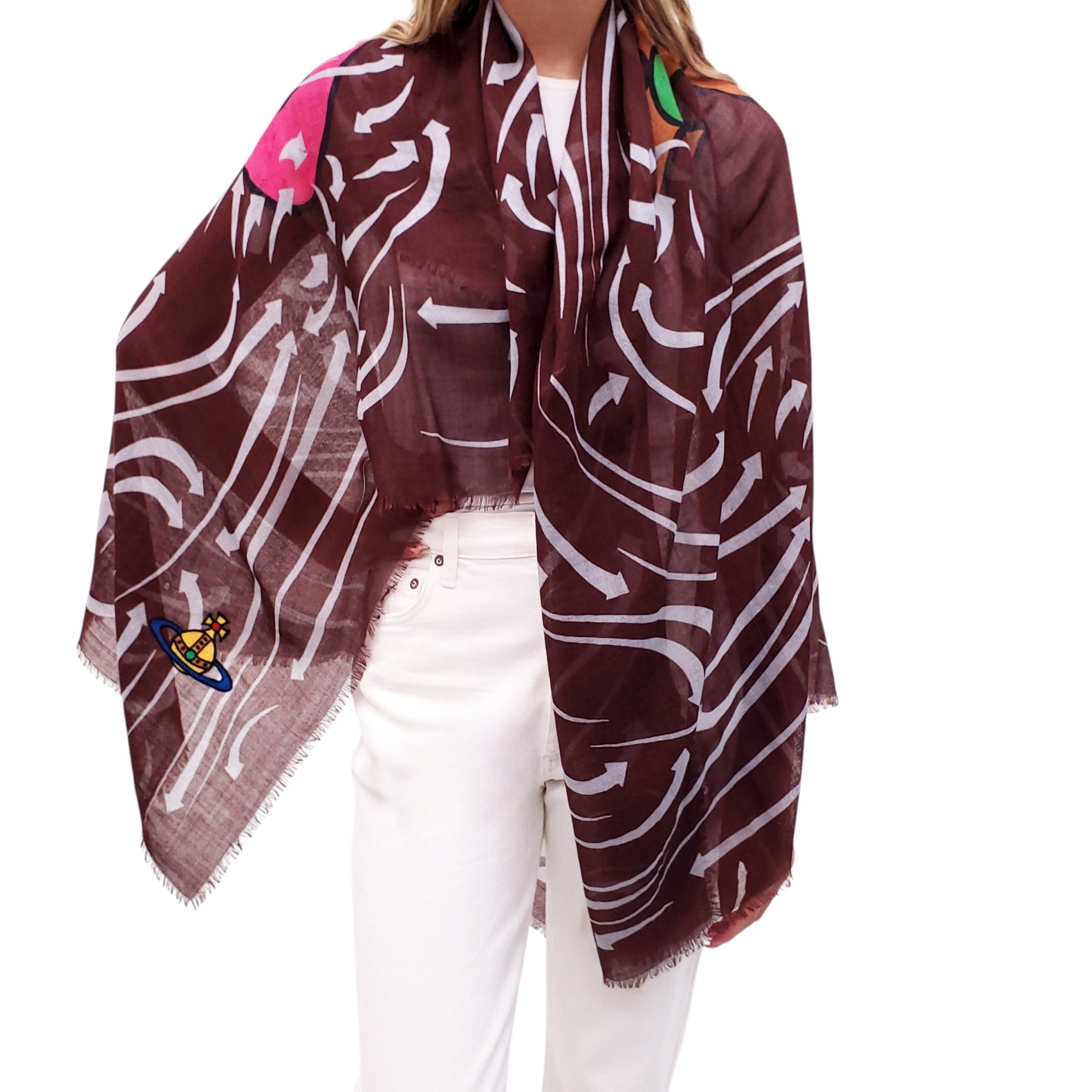VIVIENNE WESTWOOD ARROW PRINT LOGO SCARF