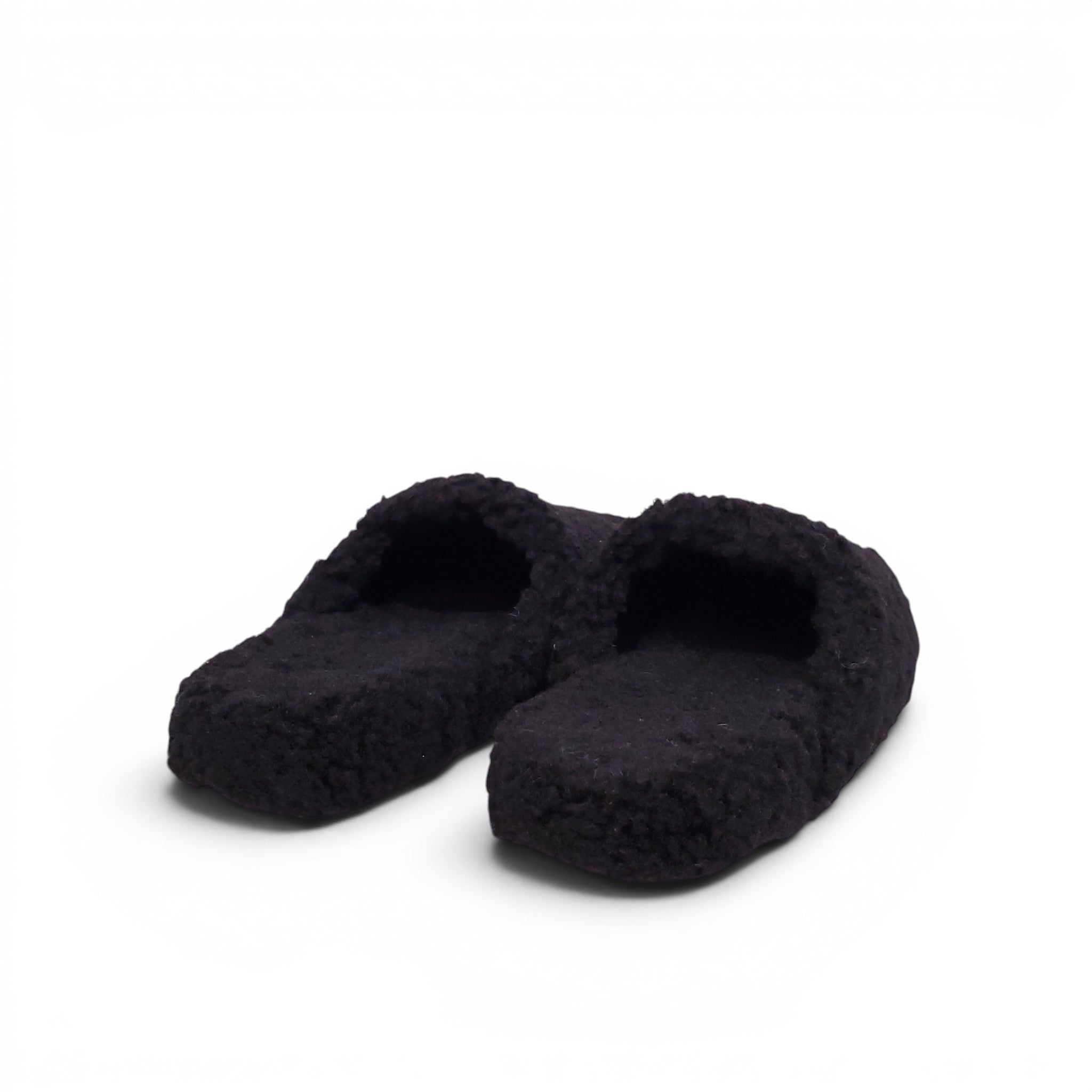 BALENCIAGA BLACK SHEARLING COZY MULES - SIZE 37