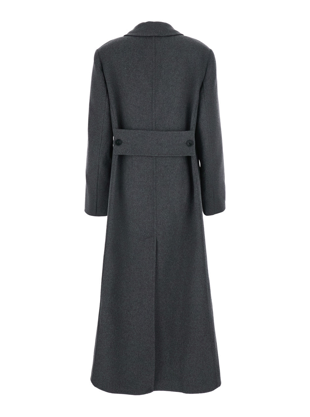 Victoria Beckham Women Double Faced Overcoat With Notched Collar And Long Sleeves In Gray Wool And Cashmere For Women