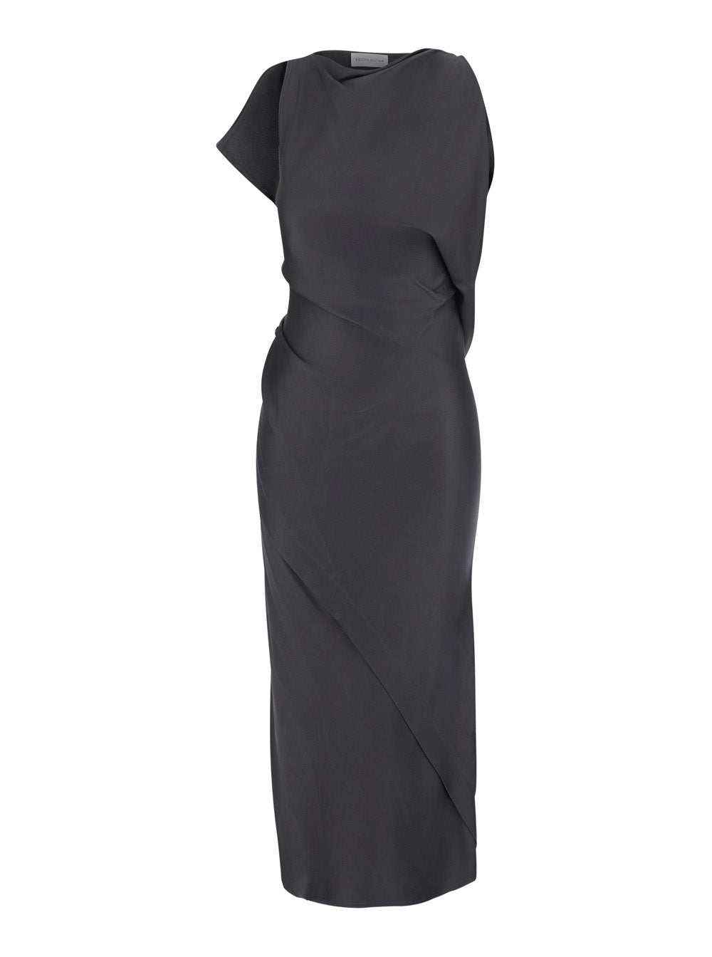 Victoria Beckham Women Long Sleeveless Dress With Draping In Acetate And Viscose Brown Women