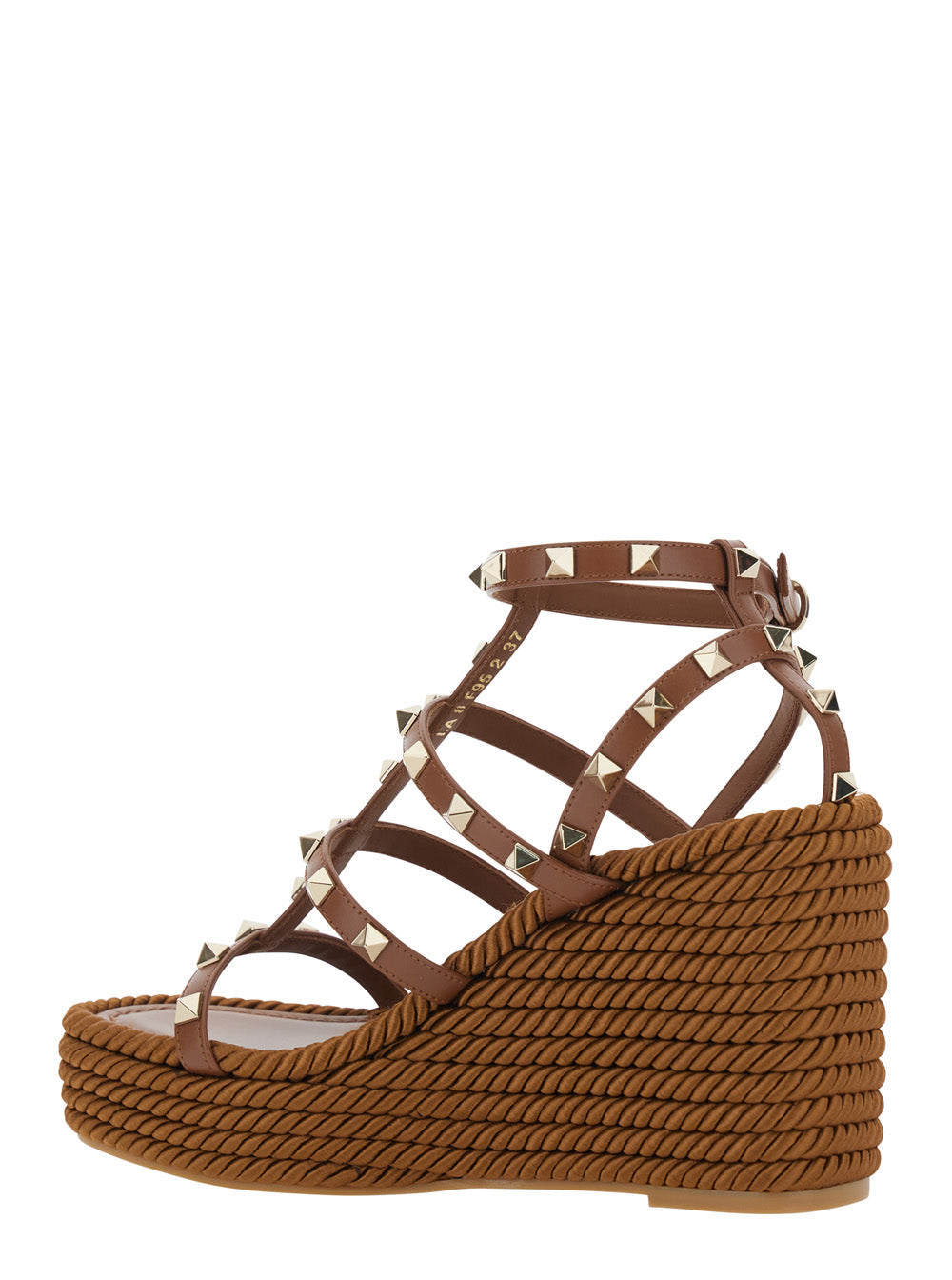 Valentino Garavani Women Brown Wedges With Rockstud Decoration And Ankle Strap Closure In Leather For Women