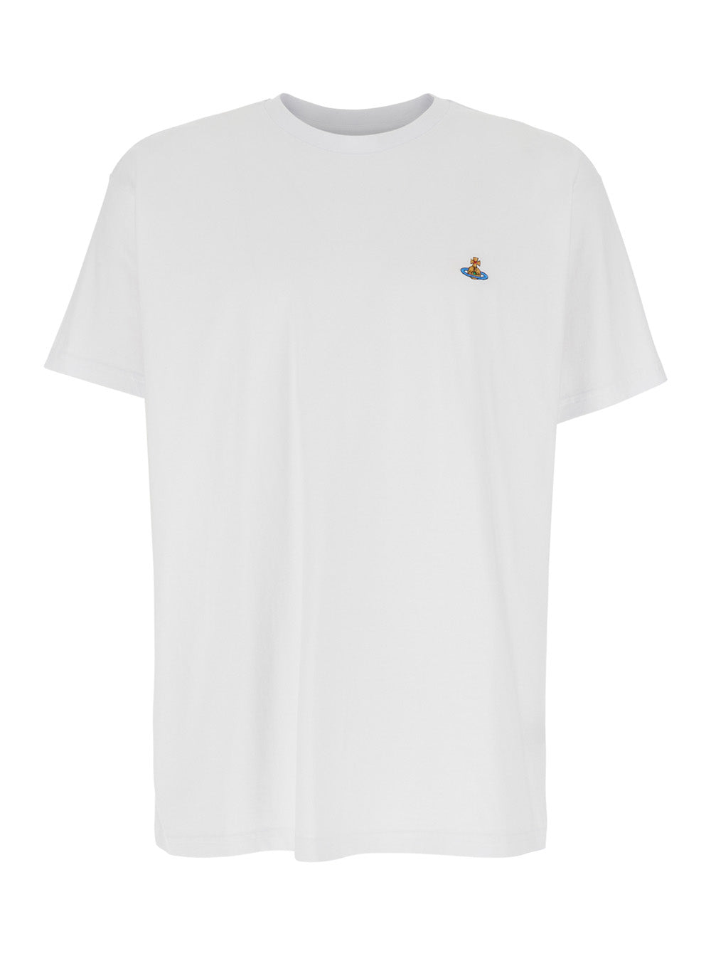 Vivienne Westwood Women Crew Neck T-Shirt With Orb Logo Detail On The Front In White Cotton For Women