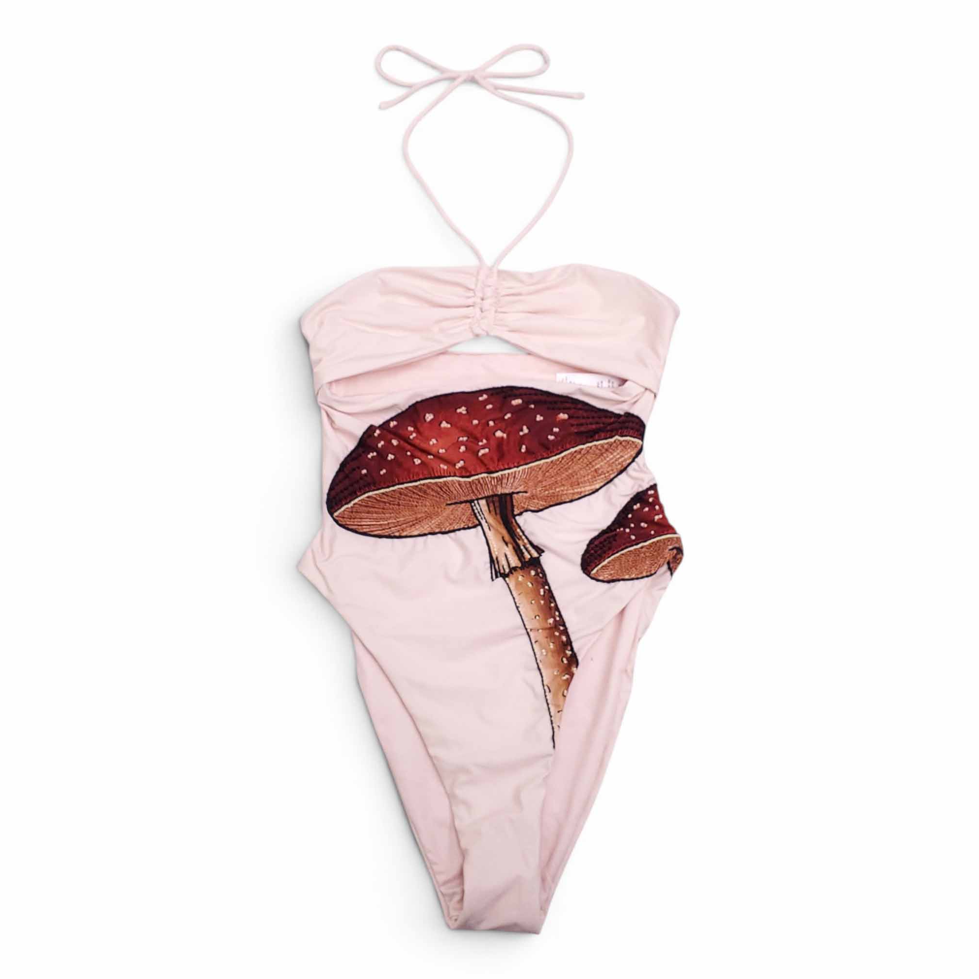 AGUA BENDITA MUSHROOM PATTERNED SEQUIN ONE-PIECE SWIMSUIT - SIZE XS