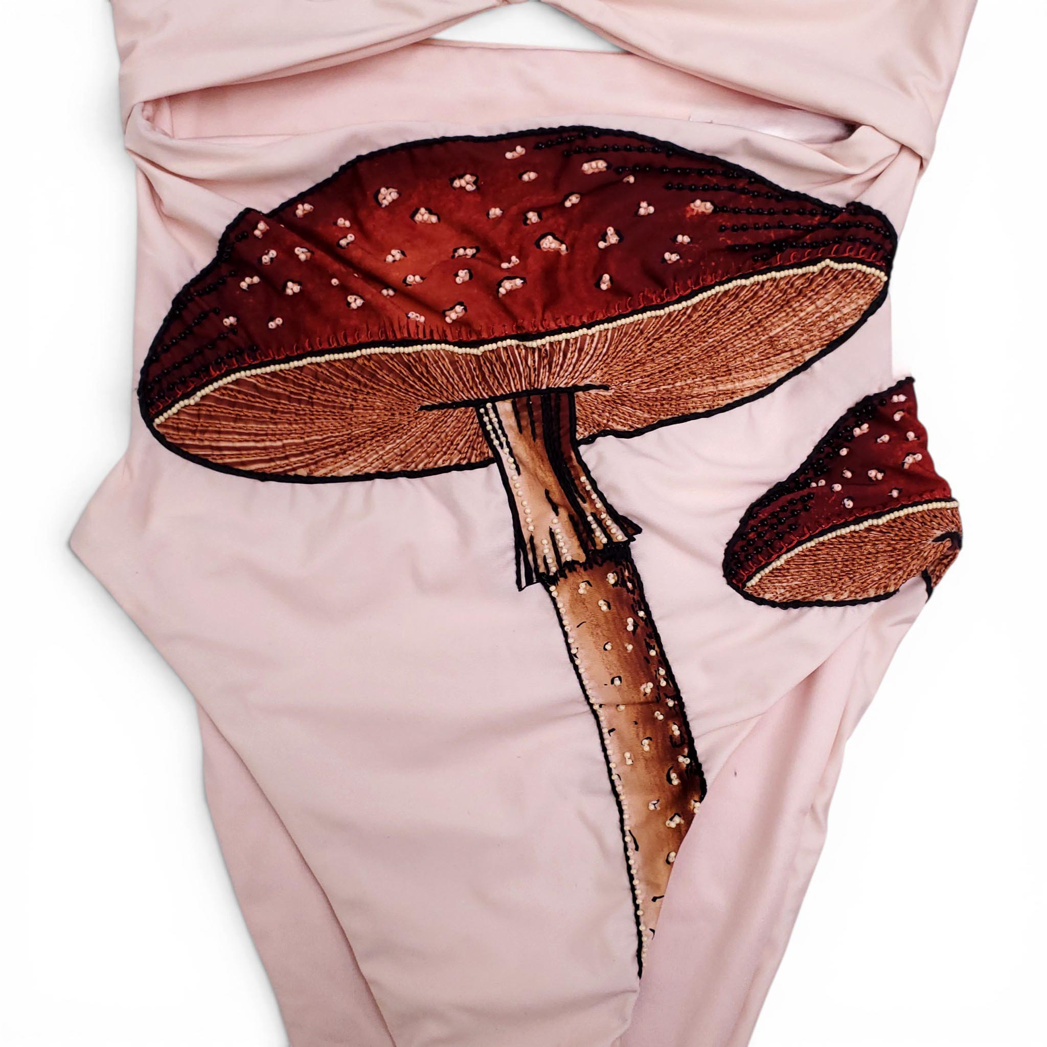 AGUA BENDITA MUSHROOM PATTERNED SEQUIN ONE-PIECE SWIMSUIT - SIZE XS