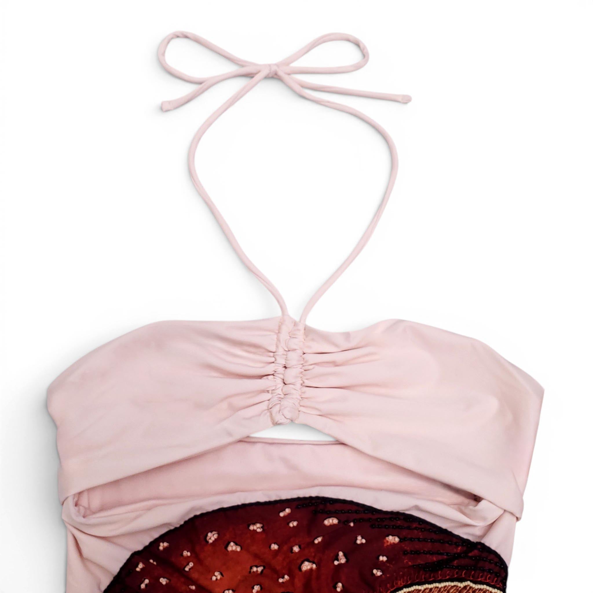 AGUA BENDITA MUSHROOM PATTERNED SEQUIN ONE-PIECE SWIMSUIT - SIZE XS