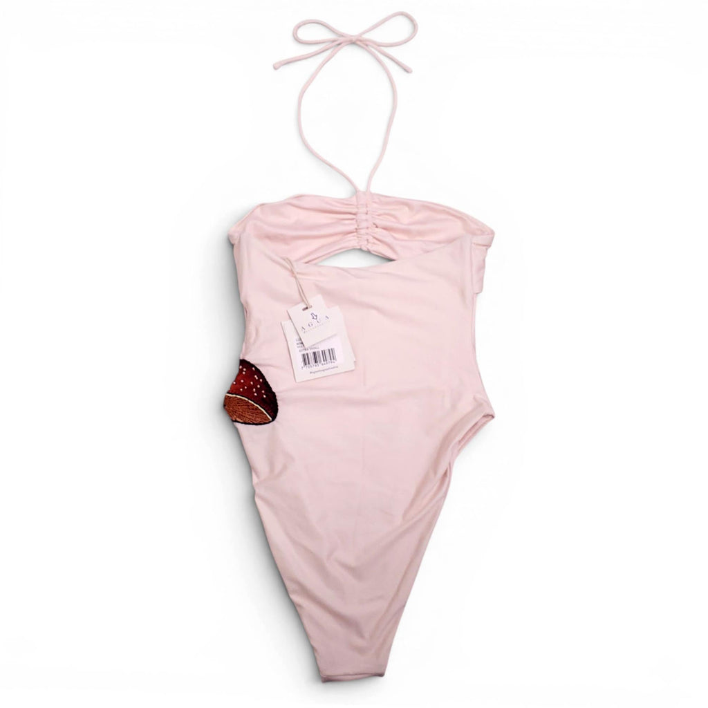 AGUA BENDITA MUSHROOM PATTERNED SEQUIN ONE-PIECE SWIMSUIT - SIZE XS