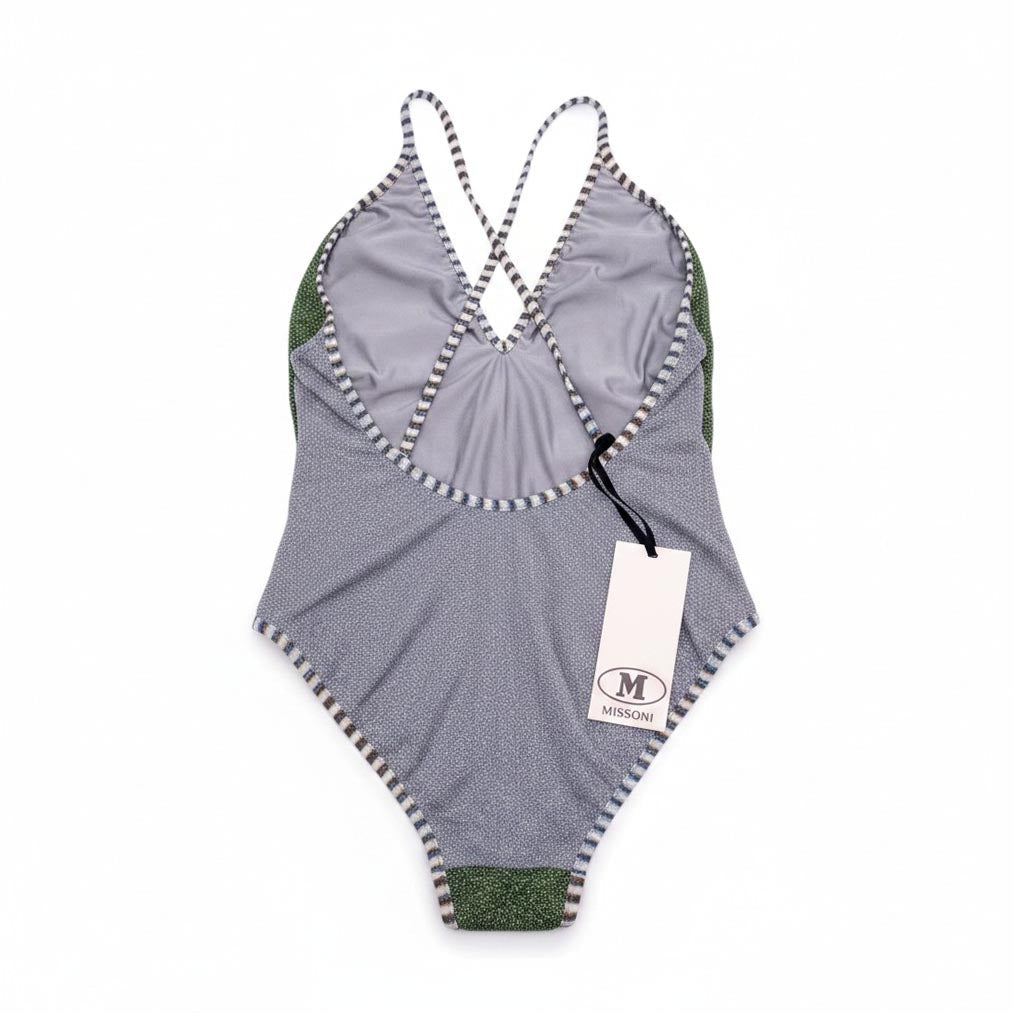MISSONI GREEN METALLIC ONE-PIECE SWIMSUIT - SIZE 42