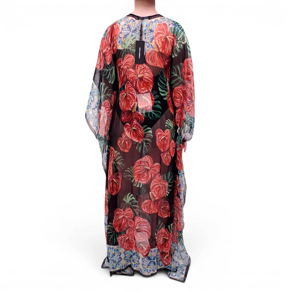 DOLCE & GABBANA FLORAL SHEER CAFTAN - SIZE 38