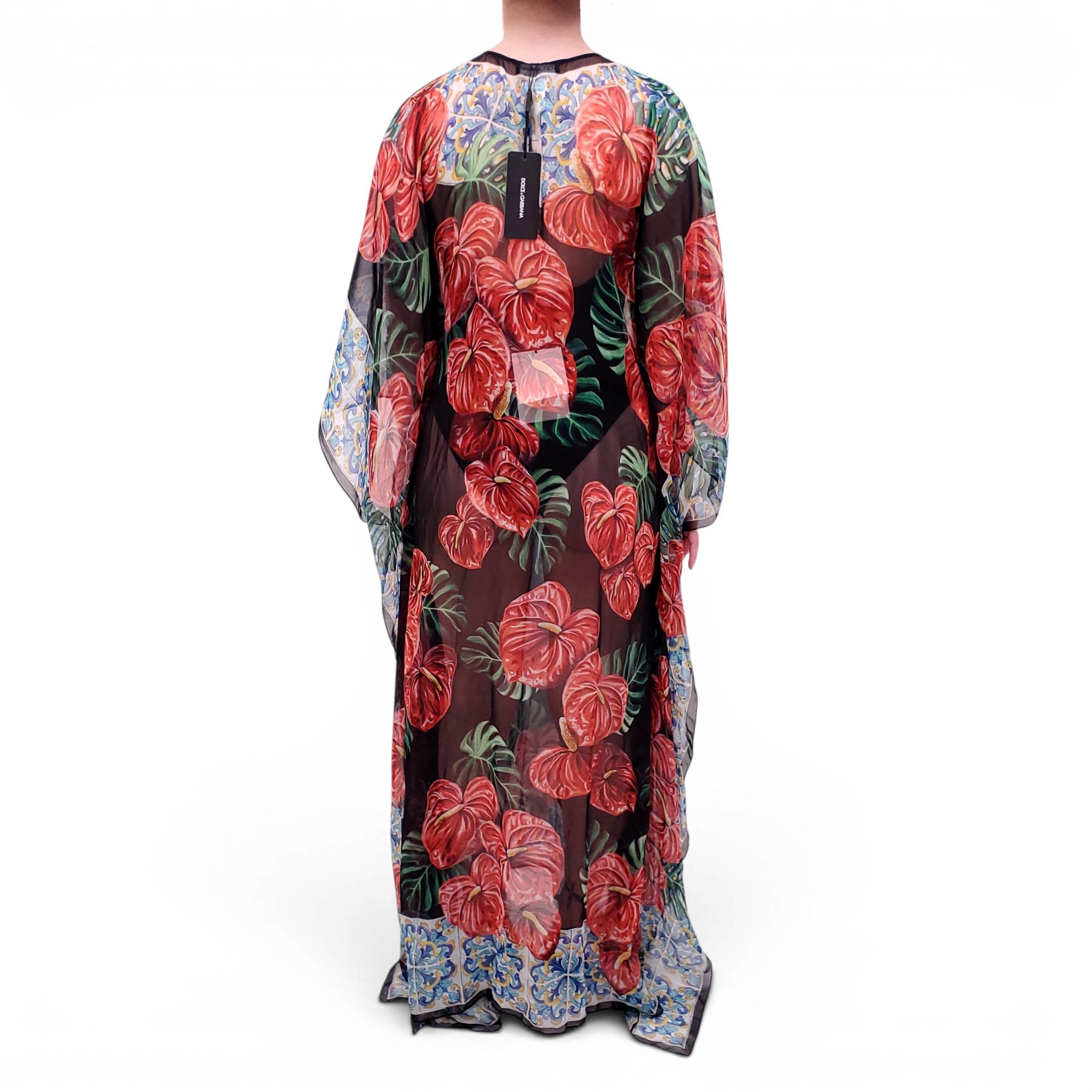 DOLCE & GABBANA FLORAL SHEER CAFTAN - SIZE 38