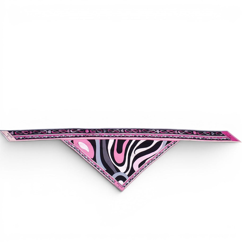 EMILIO PUCCI BLACK AND PINK PATTERNED SILK BANDANA