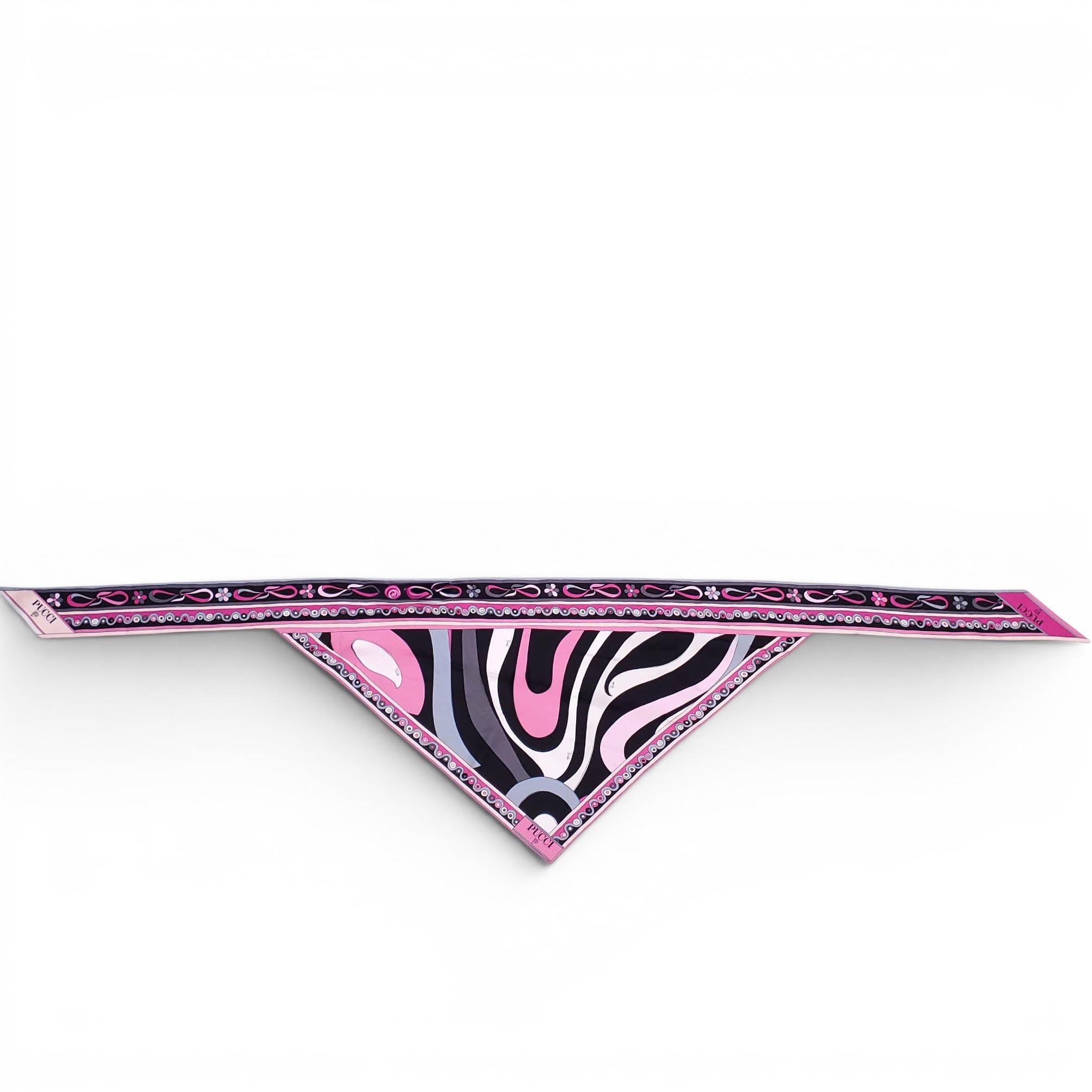 EMILIO PUCCI BLACK AND PINK PATTERNED SILK BANDANA