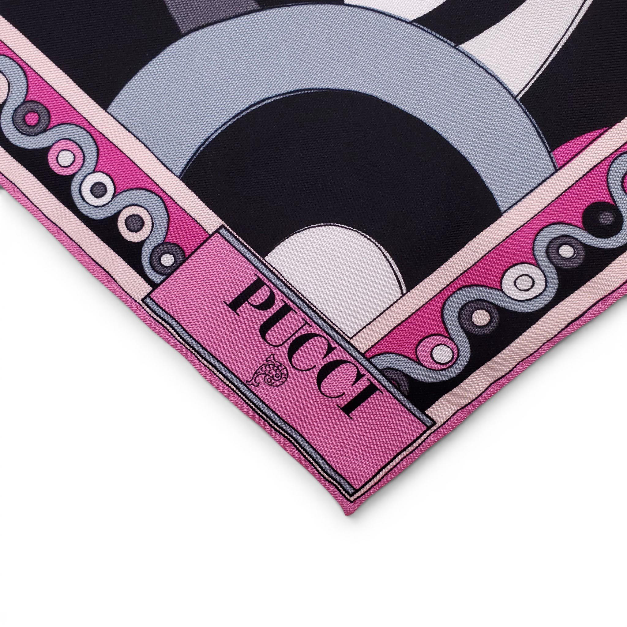 EMILIO PUCCI BLACK AND PINK PATTERNED SILK BANDANA