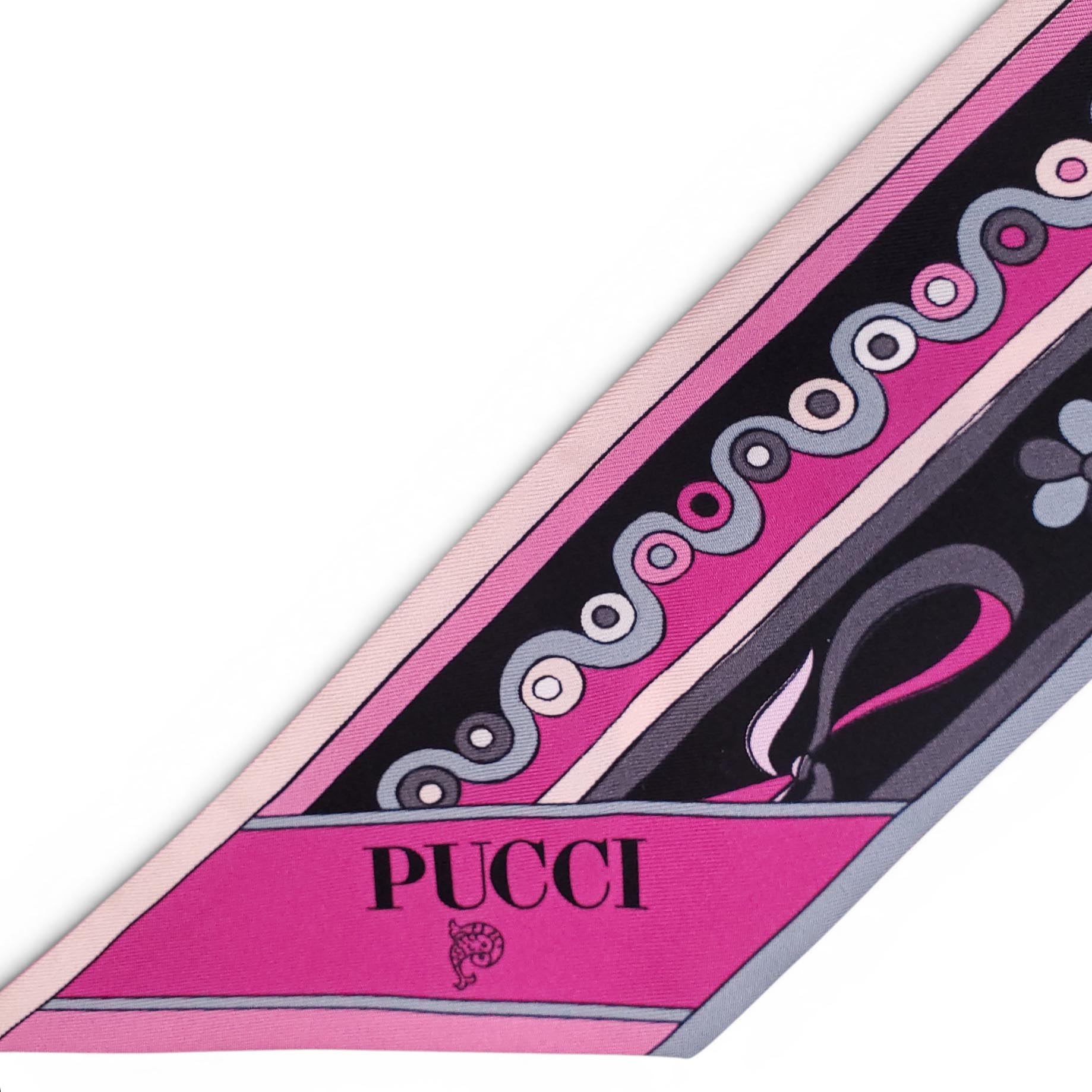 EMILIO PUCCI BLACK AND PINK PATTERNED SILK BANDANA