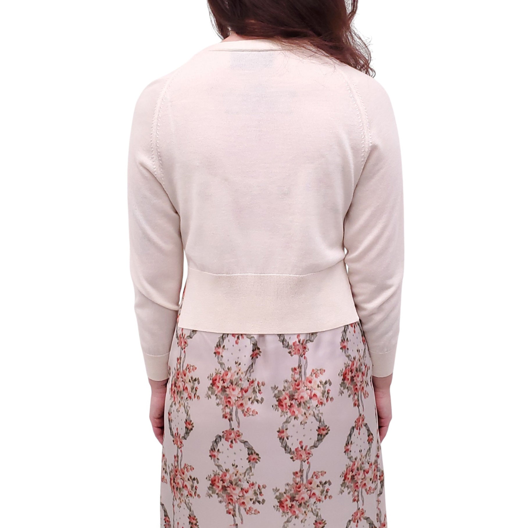 SIMONE ROCHA CREAM FLORAL SLIP DRESS WITH MATCHING CARDIGAN - SIZE XS