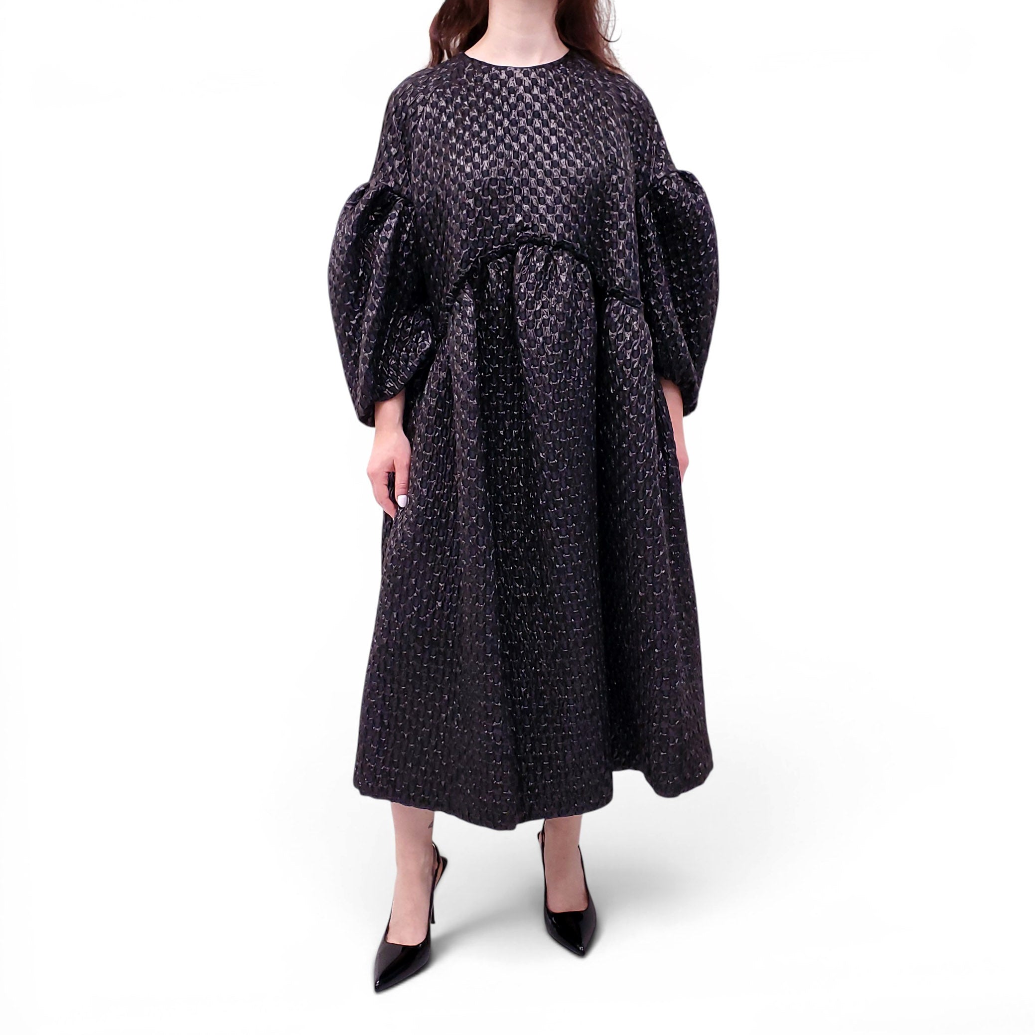 SIMONE ROCHA METALLIC 'CLOQUE' MIDI DRESS - SIZE 4