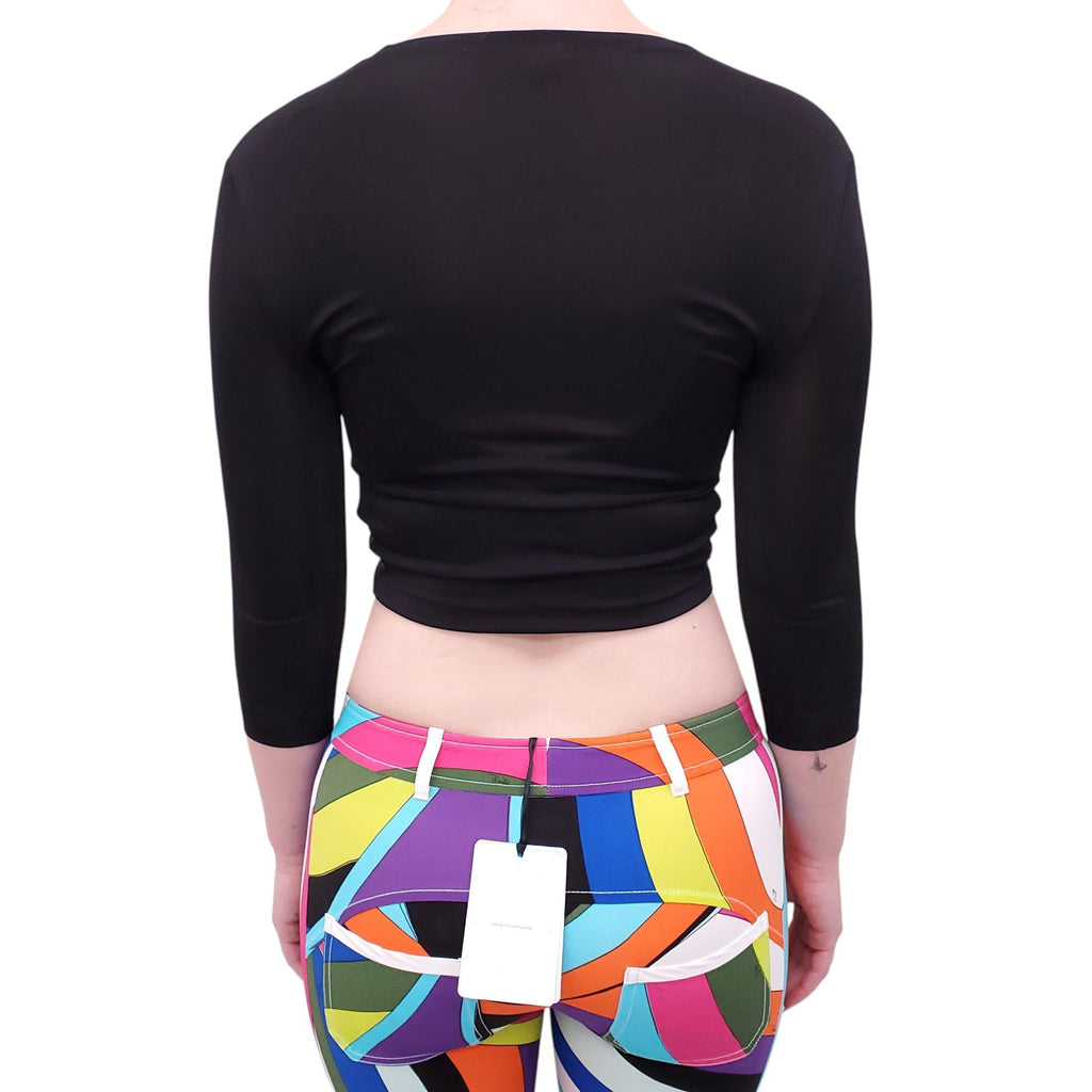 EMILIO PUCCI BLACK RUCHED TOP - SIZE 40