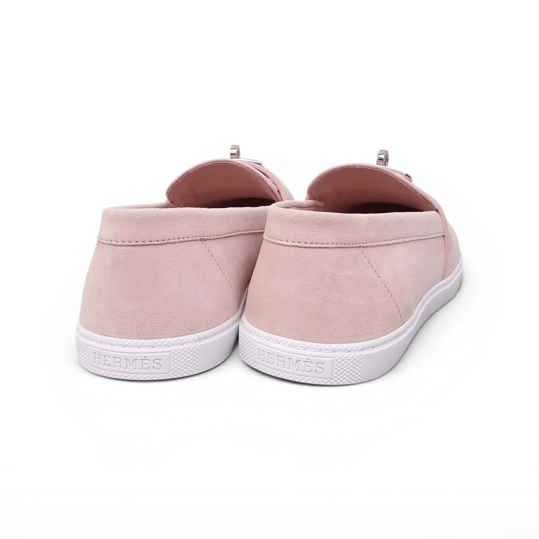 HERMÈS BLUSH PINK SUEDE KELLY LOAFERS - SIZE 36