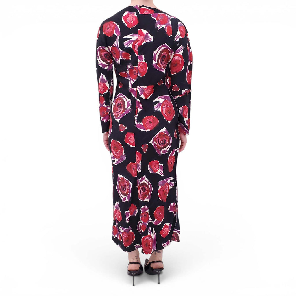 MARNI BLACK AND RED ROSE PRINT DRESS - SIZE 42