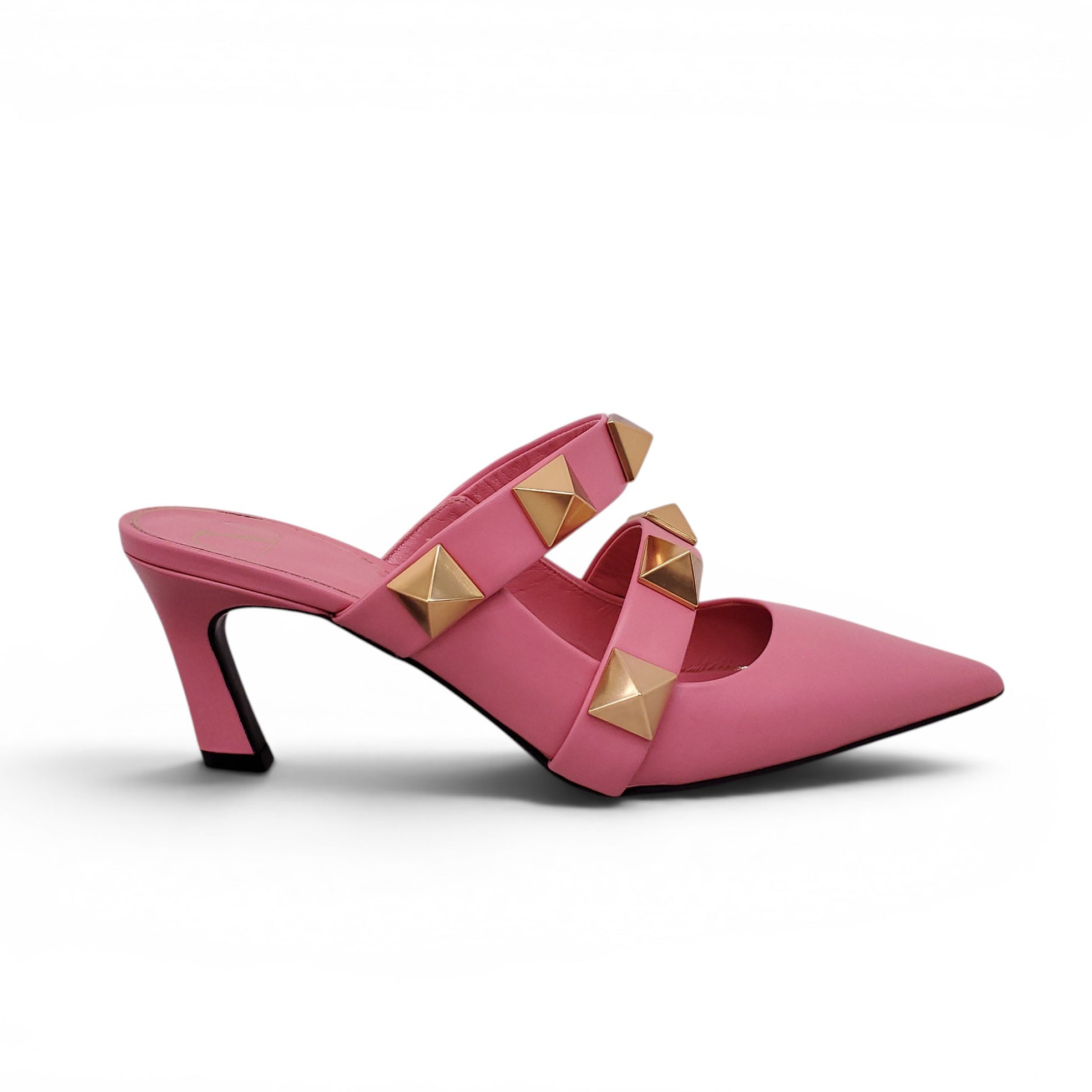 VALENTINO PINK ROMAN ROCKSTUD MULES - SIZE 38