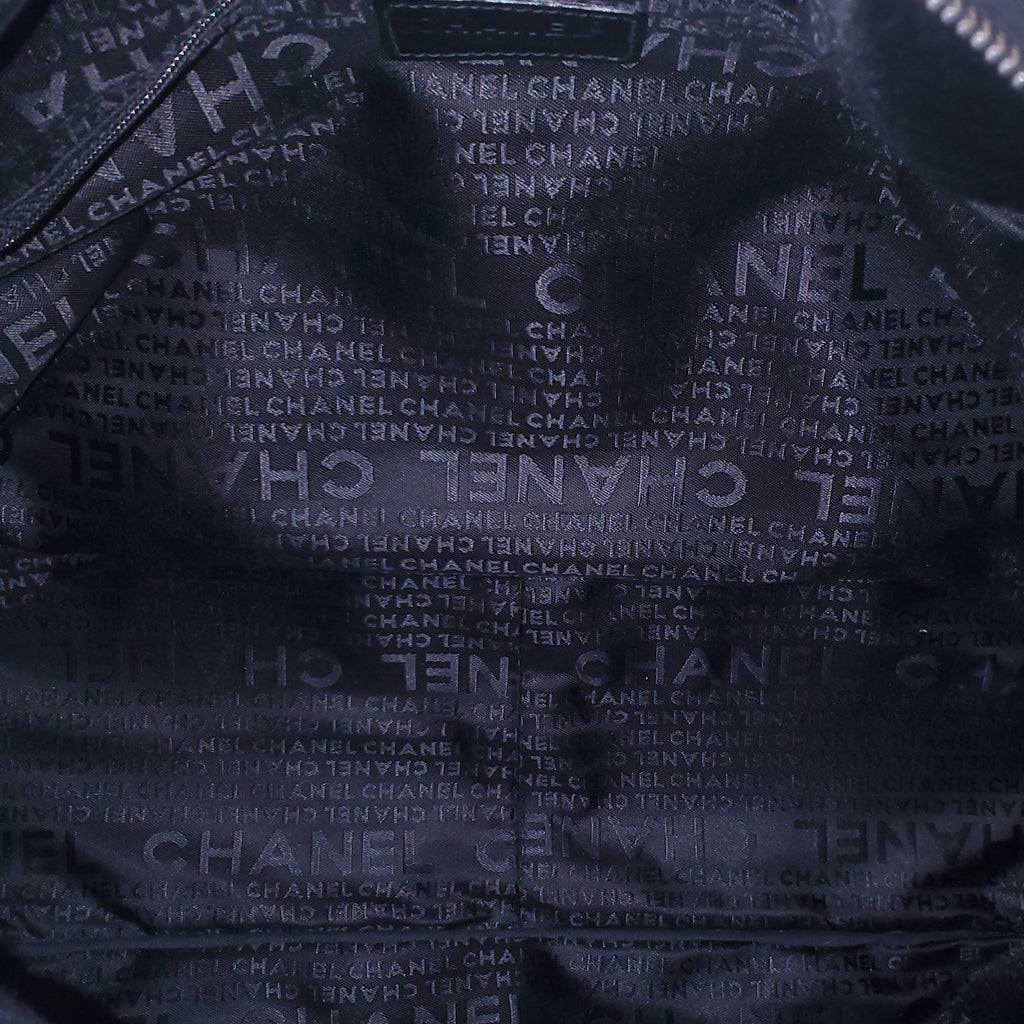 CHANEL BLACK NYLON QUILTED BOWLER BAG
