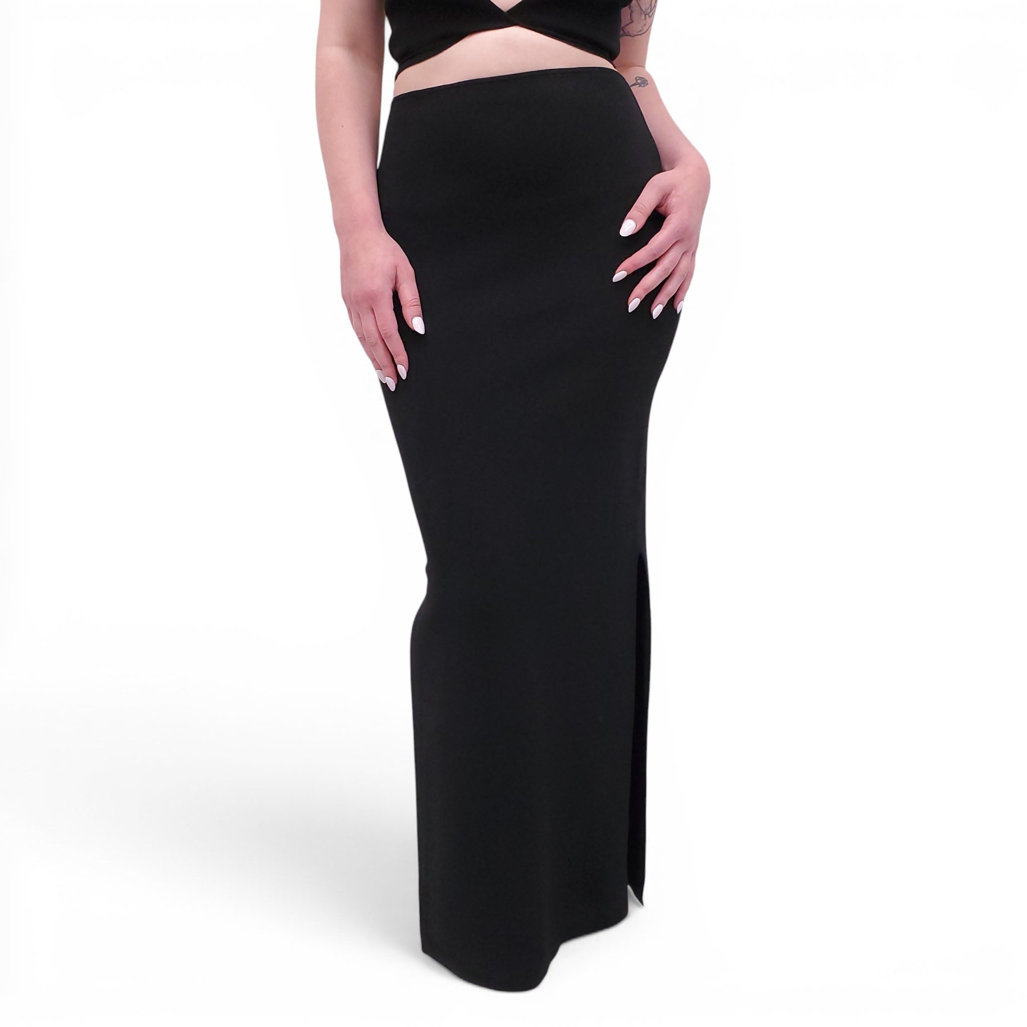 AYA MUSE BLACK 2-PIECE KNIT SKIRT SET - SIZE S