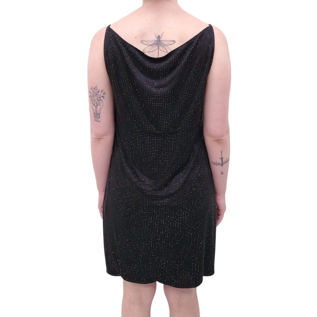 VERSACE BLACK EMBELLISHED VISCOSE MINI DRESS - SIZE 46