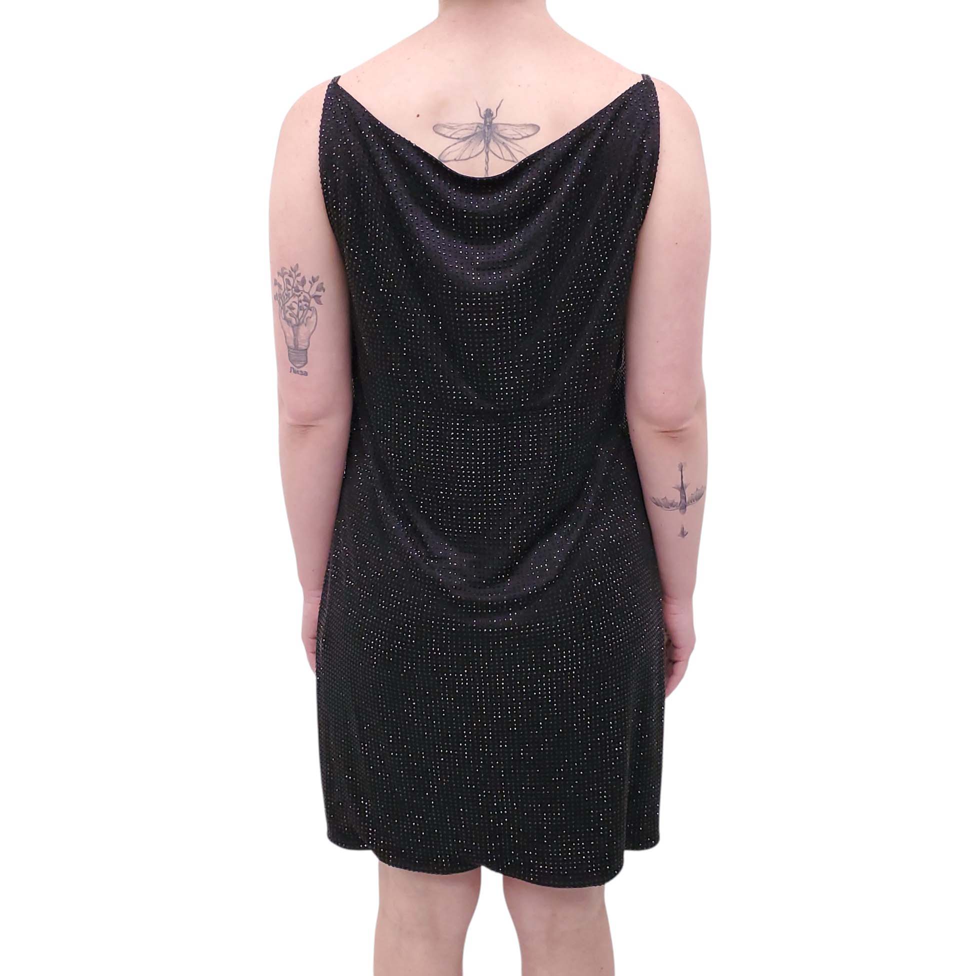 VERSACE BLACK EMBELLISHED VISCOSE MINI DRESS - SIZE 46