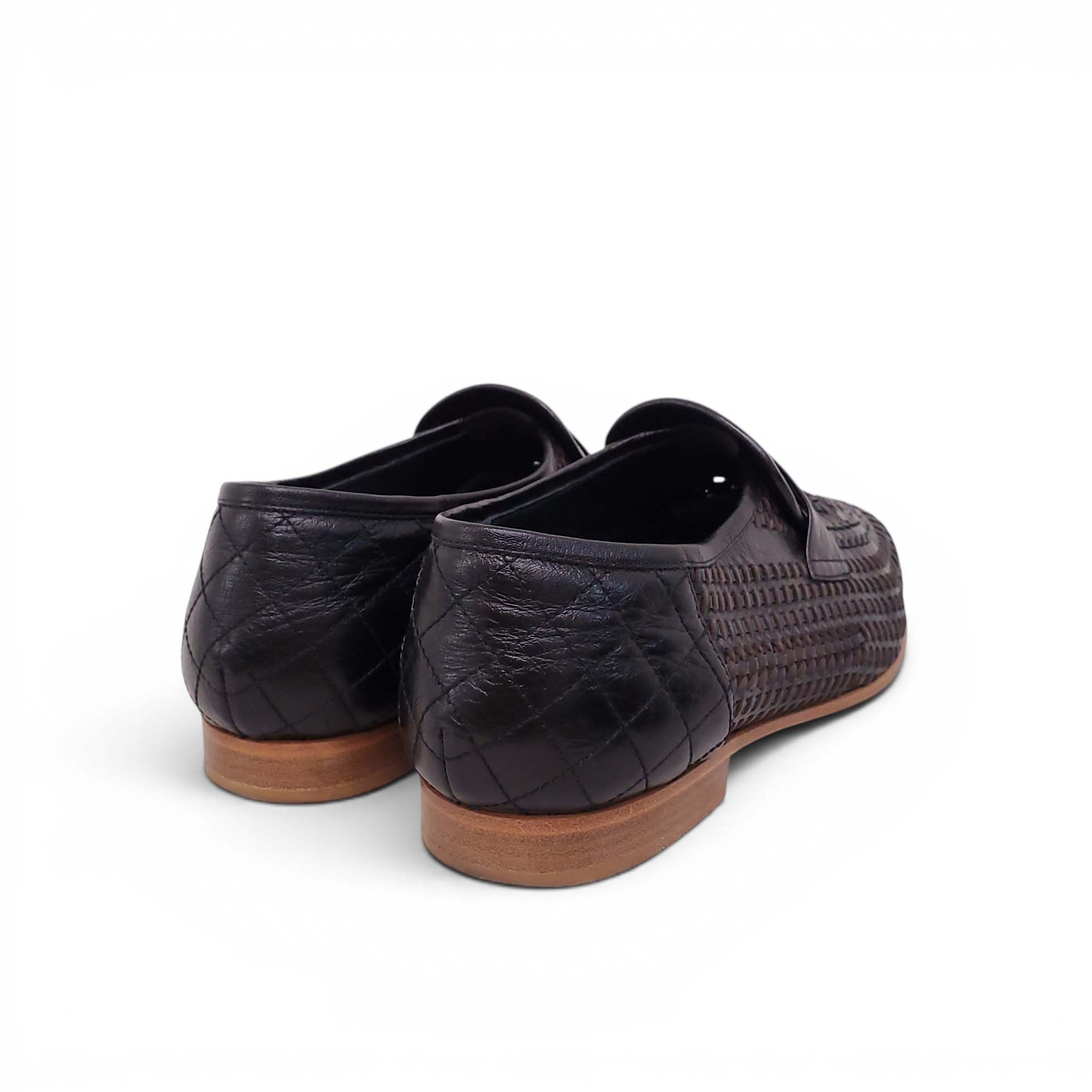 CHANEL BLACK WOVEN LOAFERS - SIZE 39