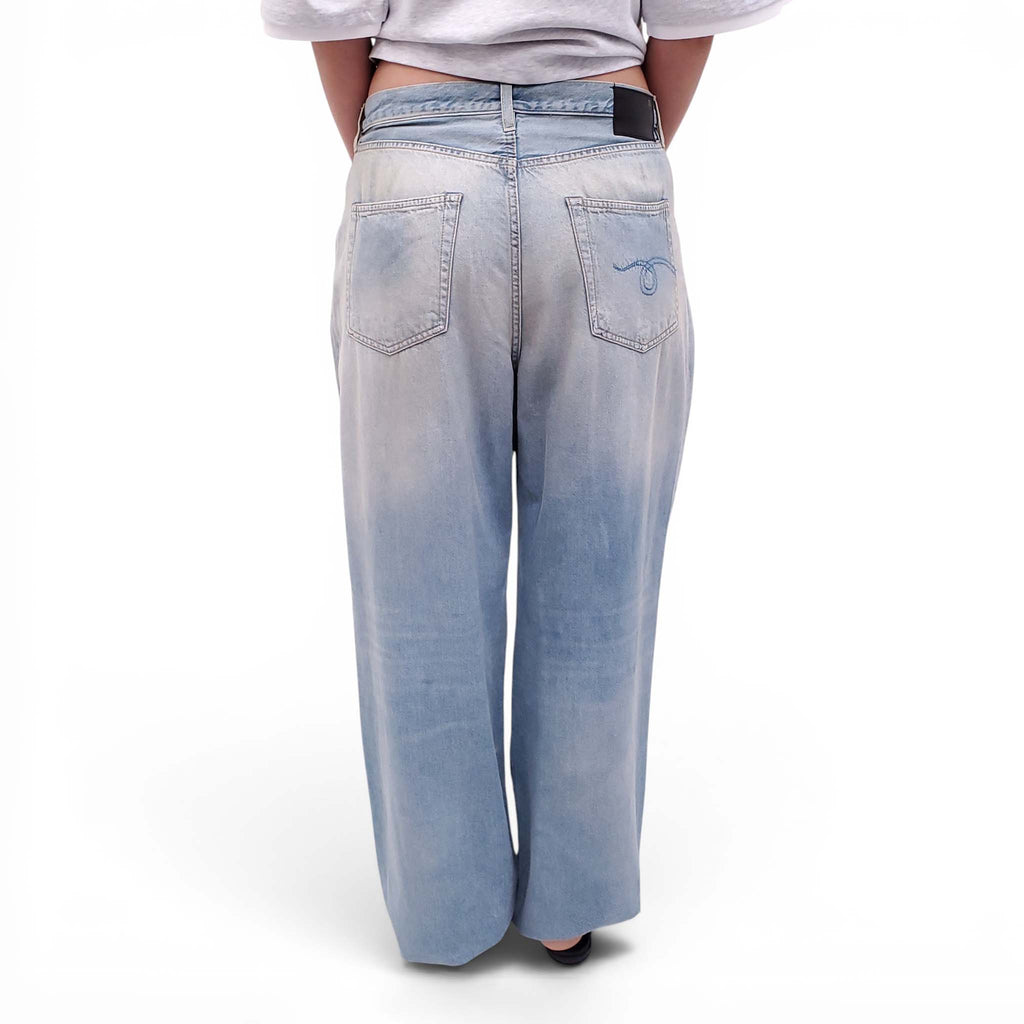 R13 'DAMON' PLEATED WIDE LEG JEANS - SIZE 30