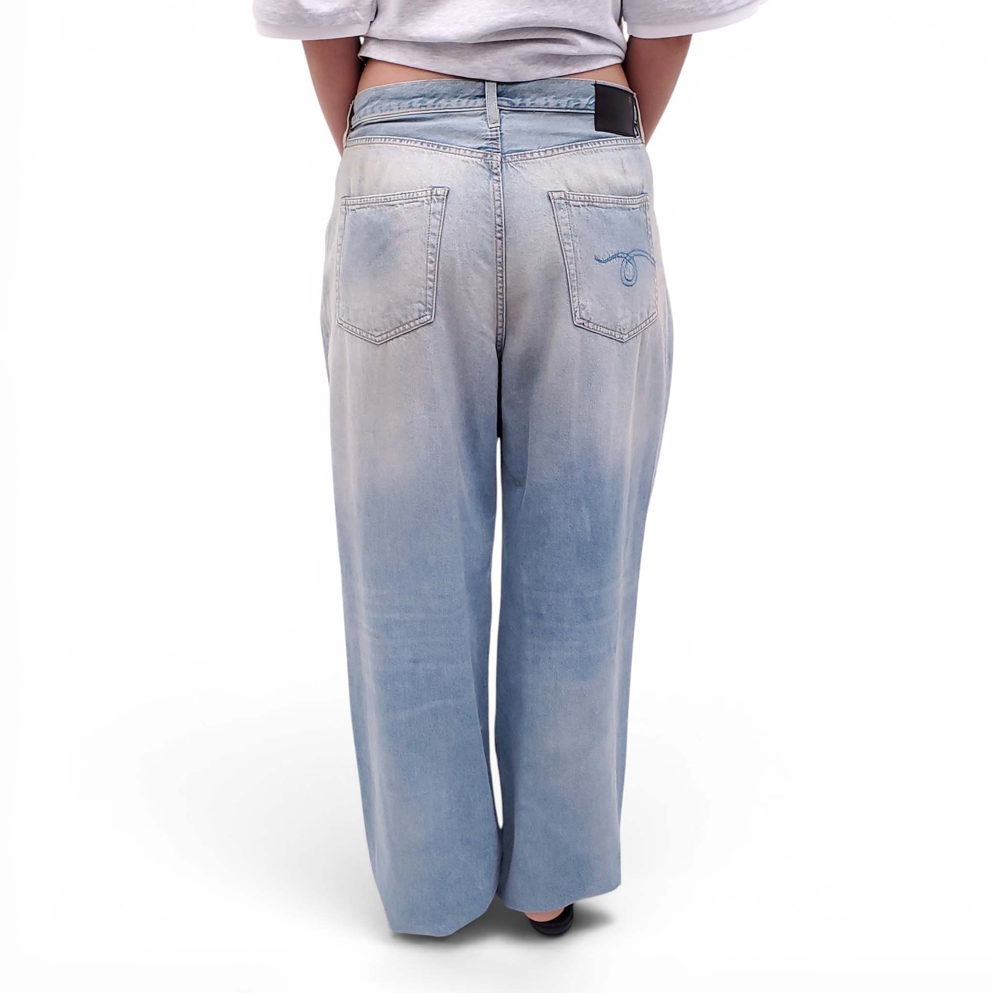 R13 'DAMON' PLEATED WIDE LEG JEANS - SIZE 30