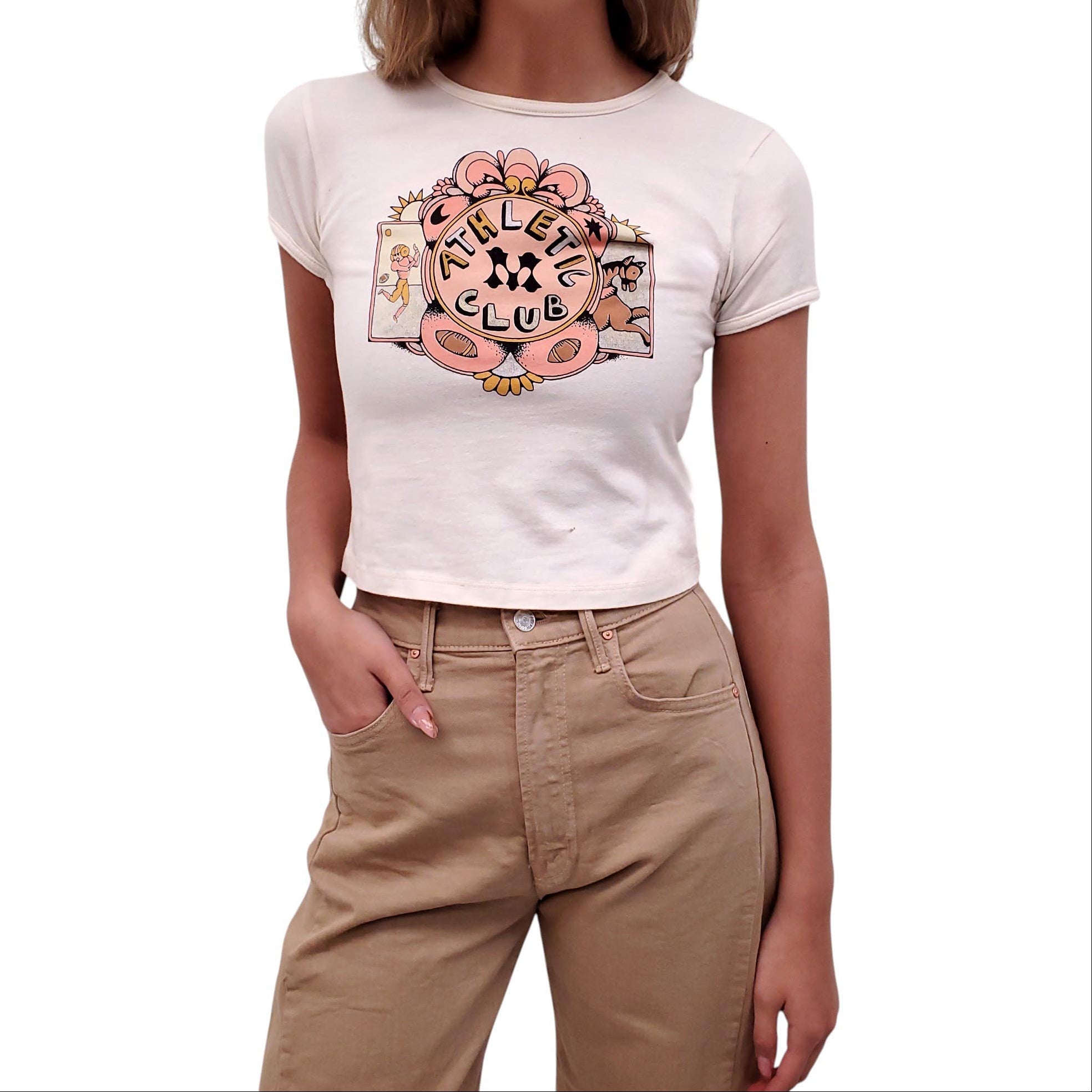 MOTHER WHITE GRAPHIC T-SHIRT - SIZE XS