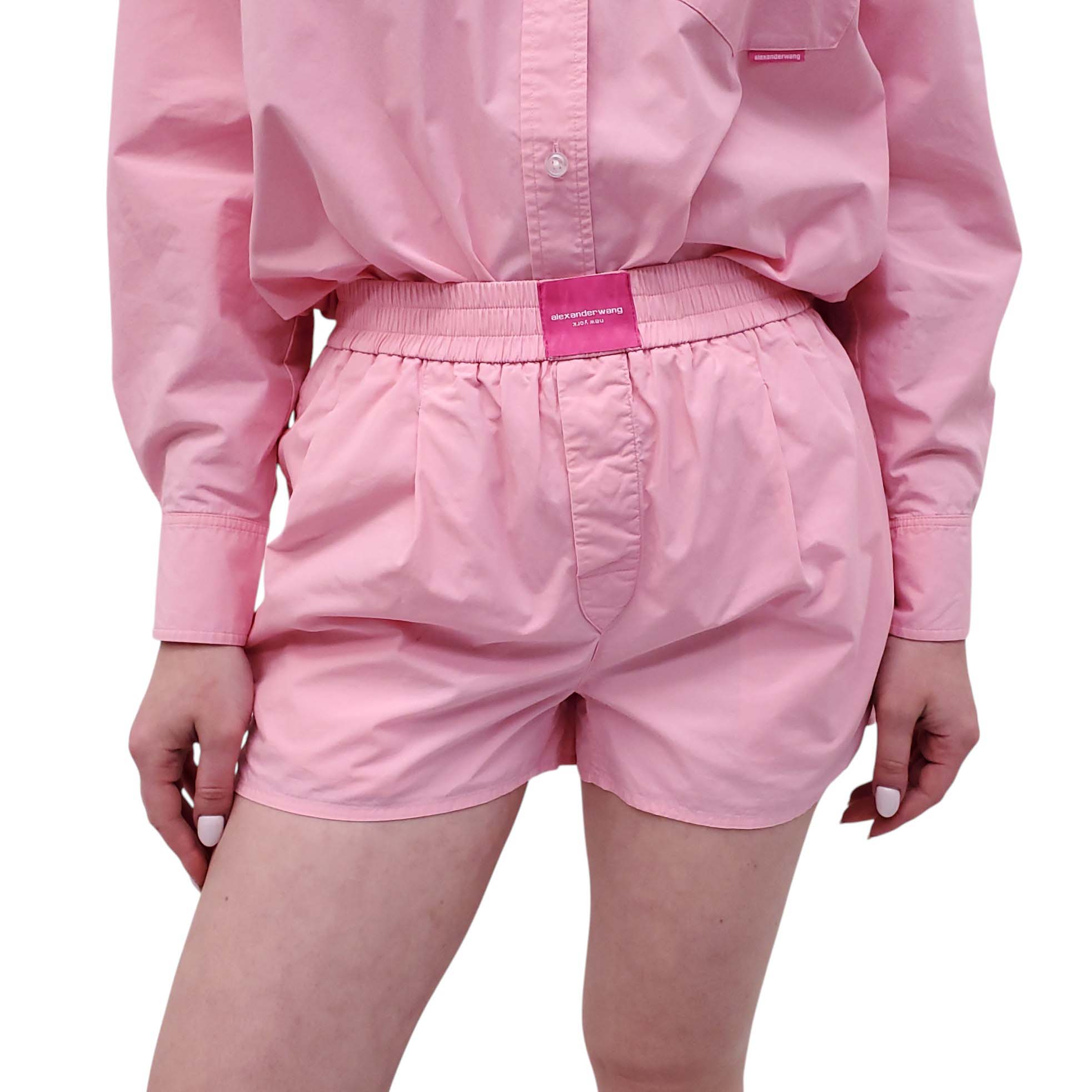ALEXANDERWANG.T PINK LOGO SHORTS SET - SIZE XS