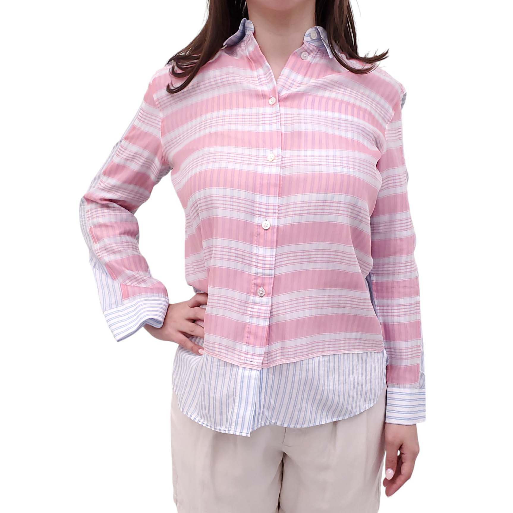 ACNE STUDIOS PLAID OVERLAY BLOUSE - SIZE 36