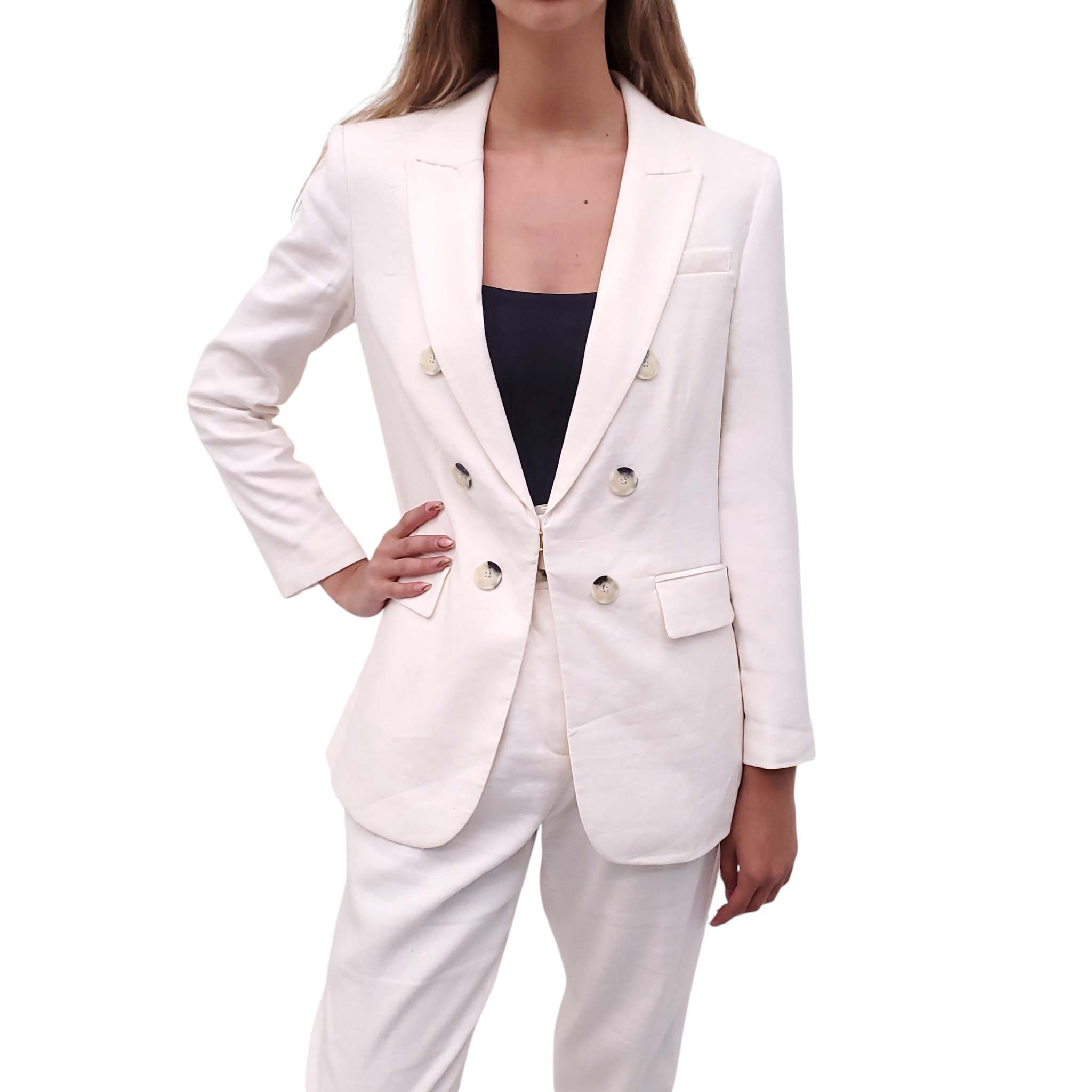 VERONICA BEARD WHITE LINEN BLAZER AND PANTS SET - SIZE 2