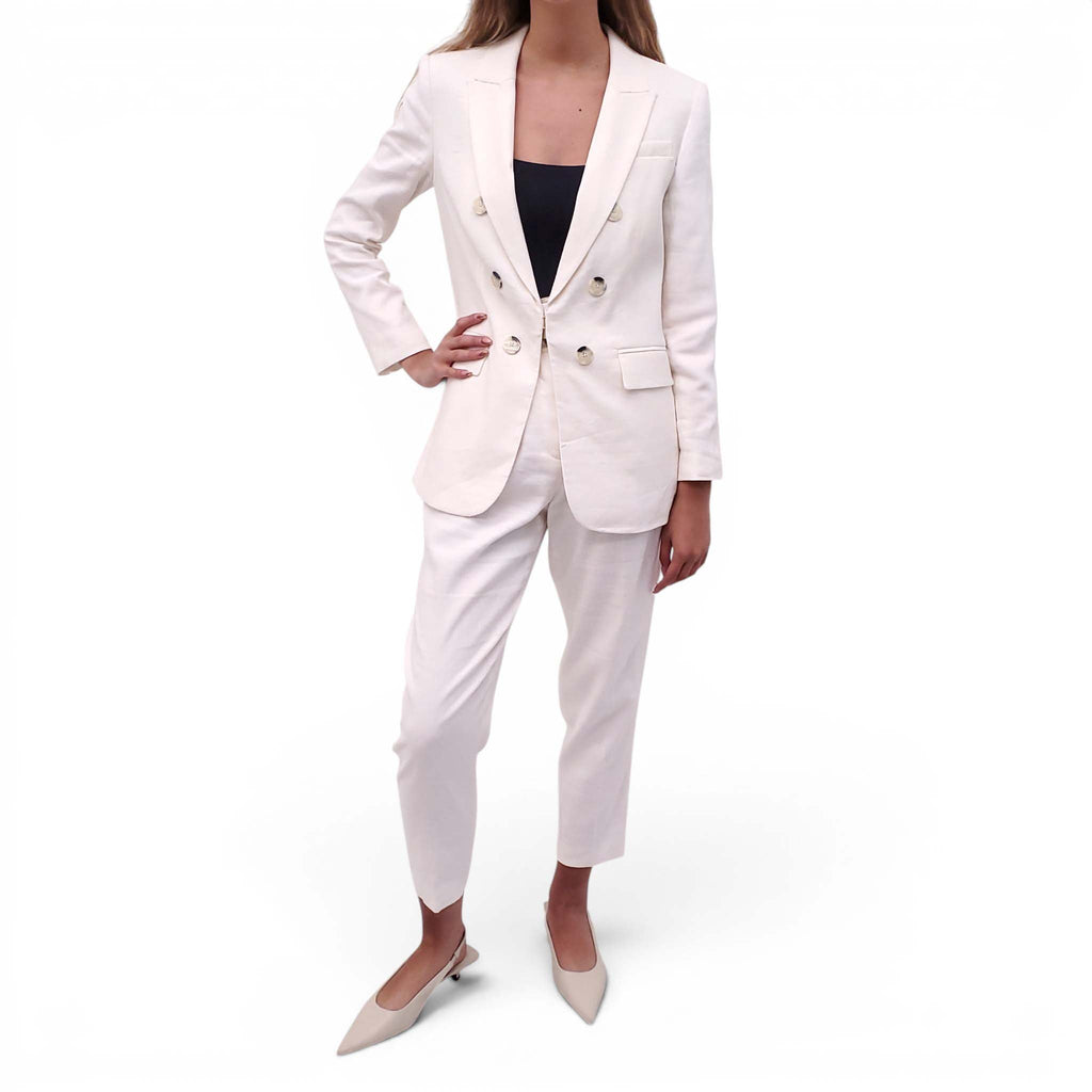 VERONICA BEARD WHITE LINEN BLAZER AND PANTS SET - SIZE 2